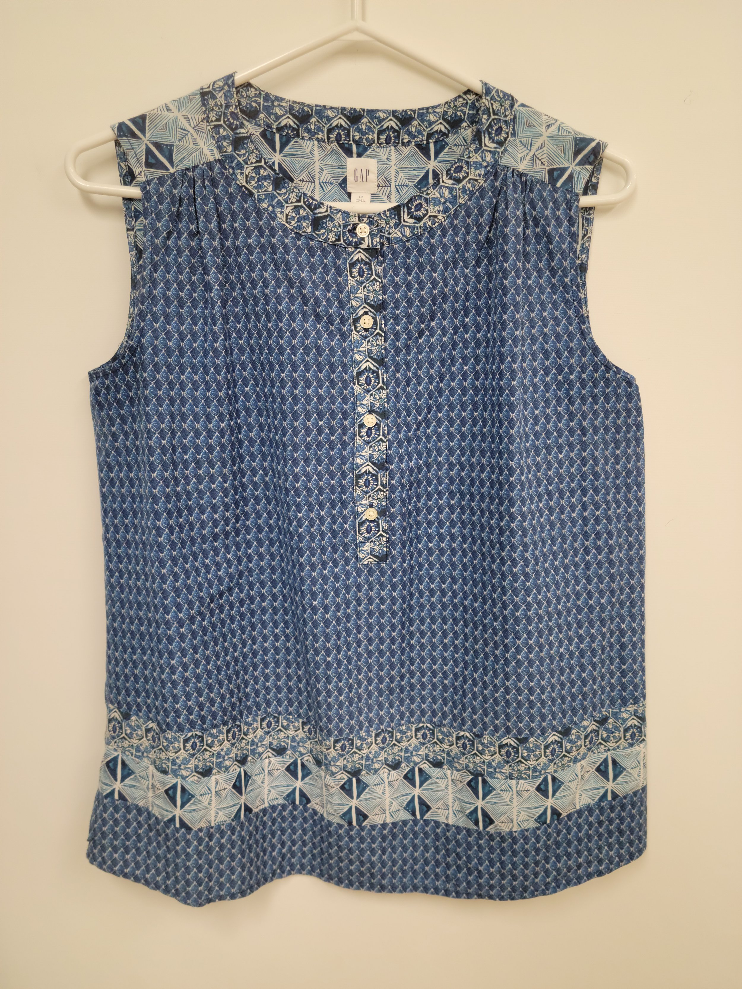 Blouse sans manches, bleu à motif, Gap, S