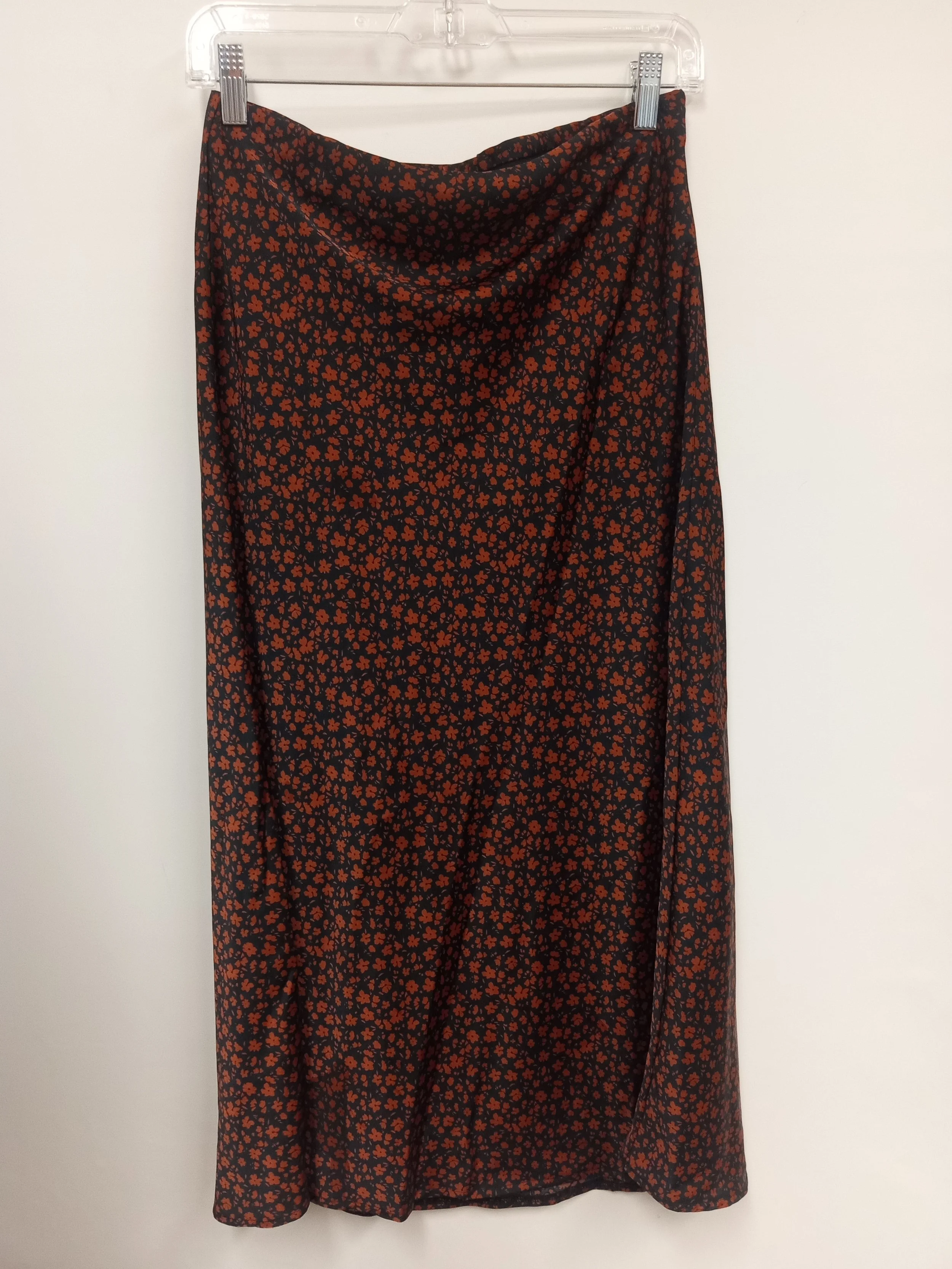 Jupe longue, noire motifs fleurs rouges, George, taille S