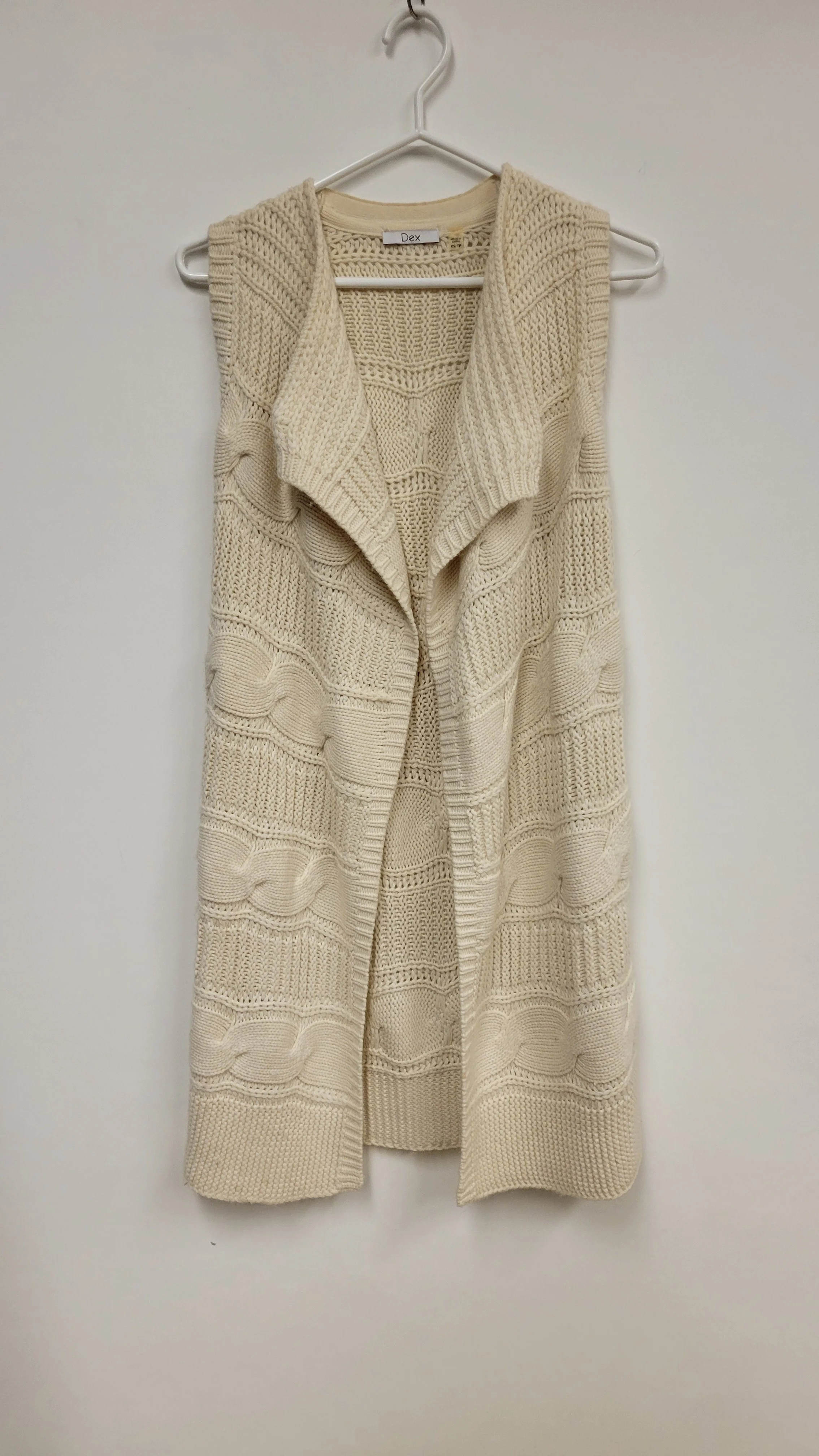 Veste longue en tricot crème, DEX, XS