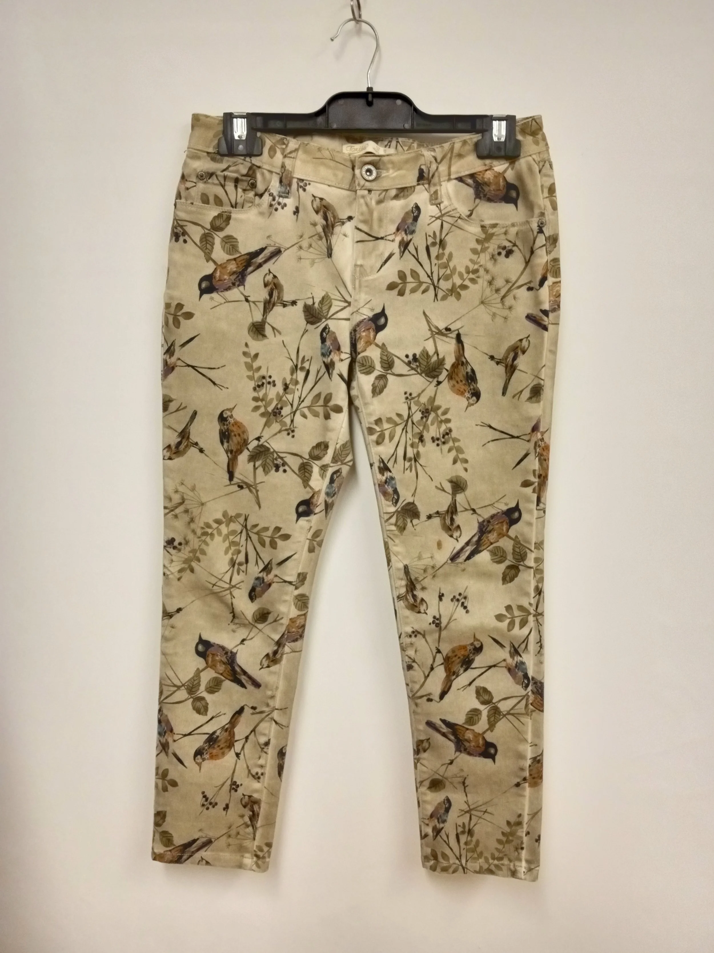 Pantalon ajusté beige, motif oiseau, Toxik 3, Taille 38