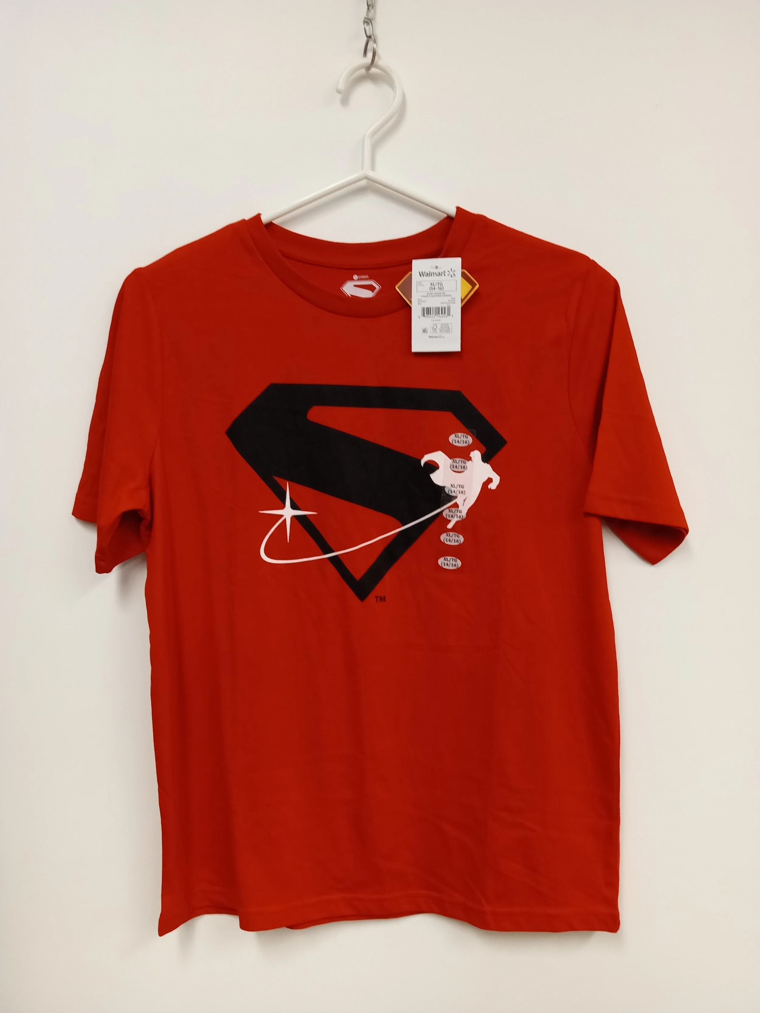 T-Shirt (Coton/Polyester), Rouge avec logo Superman, SUPERMAN Tm (Walmart), Taille 14-16