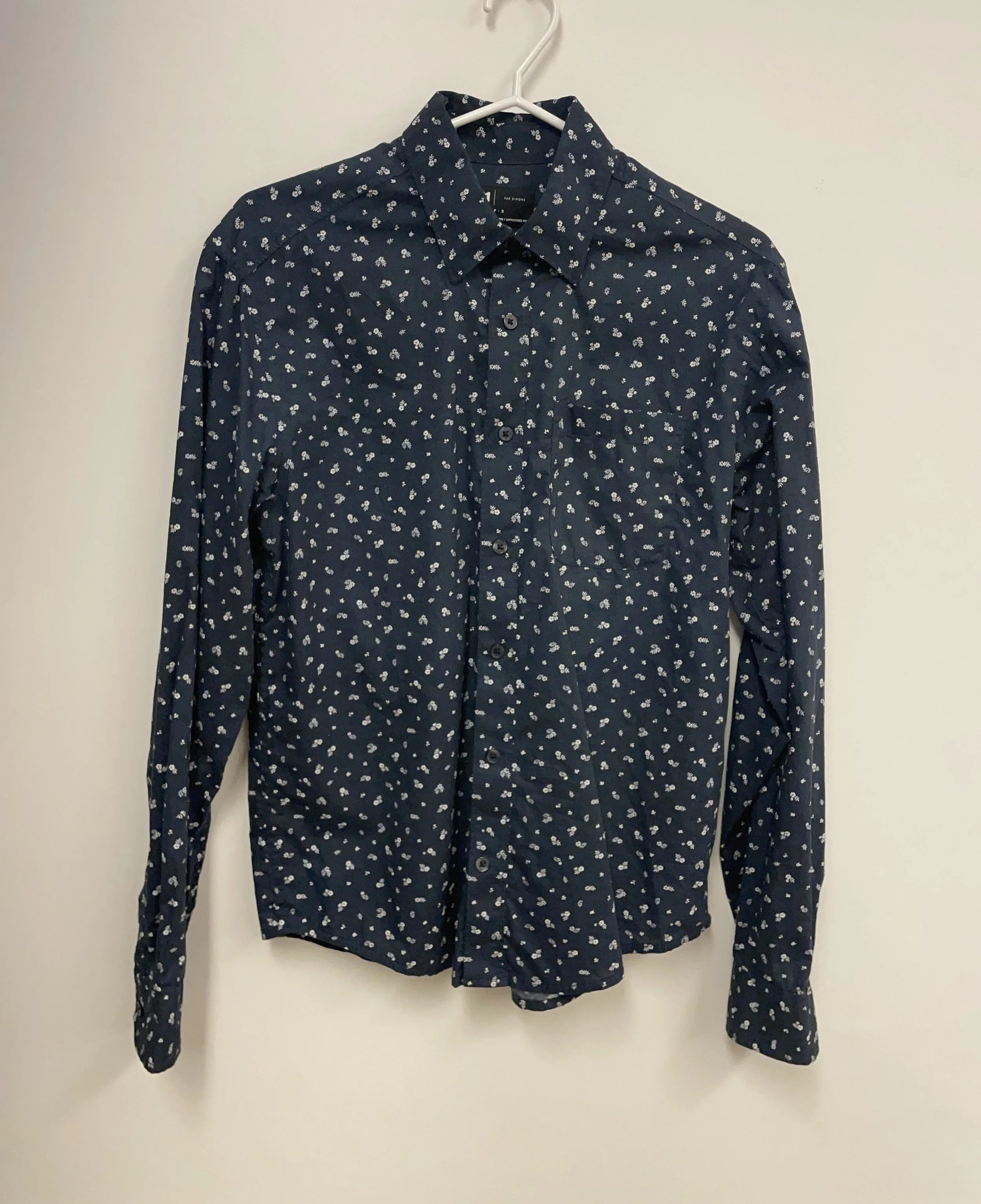 Chemise marine et blanc, LE 31 Simons, cotton bio, taille S.
