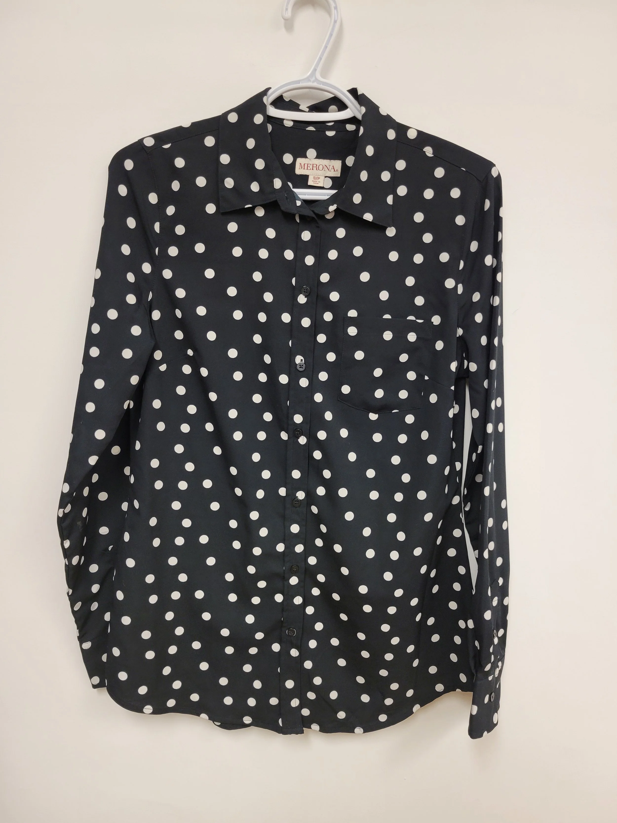 Chemise légère, noir avec pois blancs, Merona, S