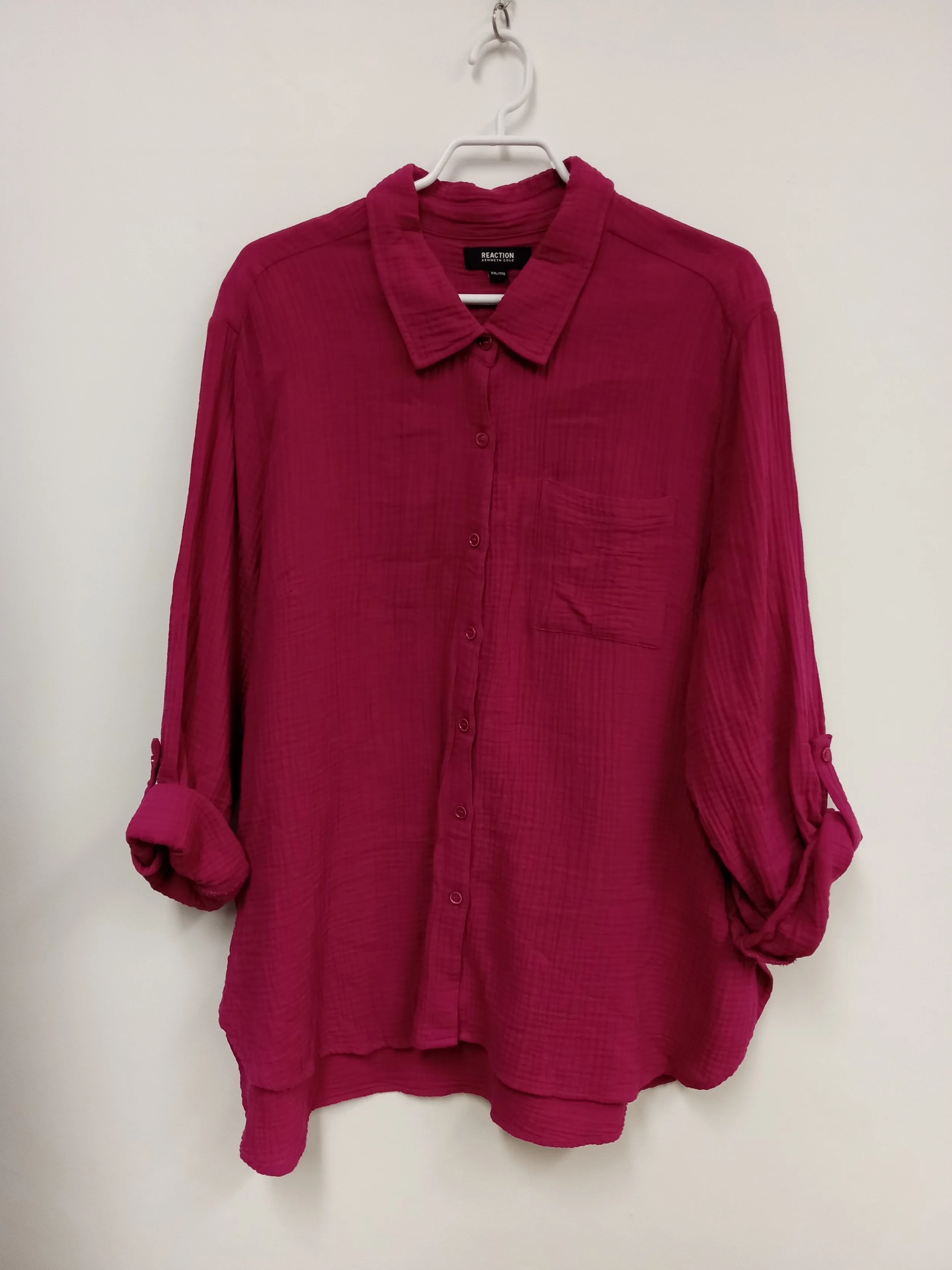 Blouse effet mousseline, fuchsia, Reaction Kenneth Cole, XXL