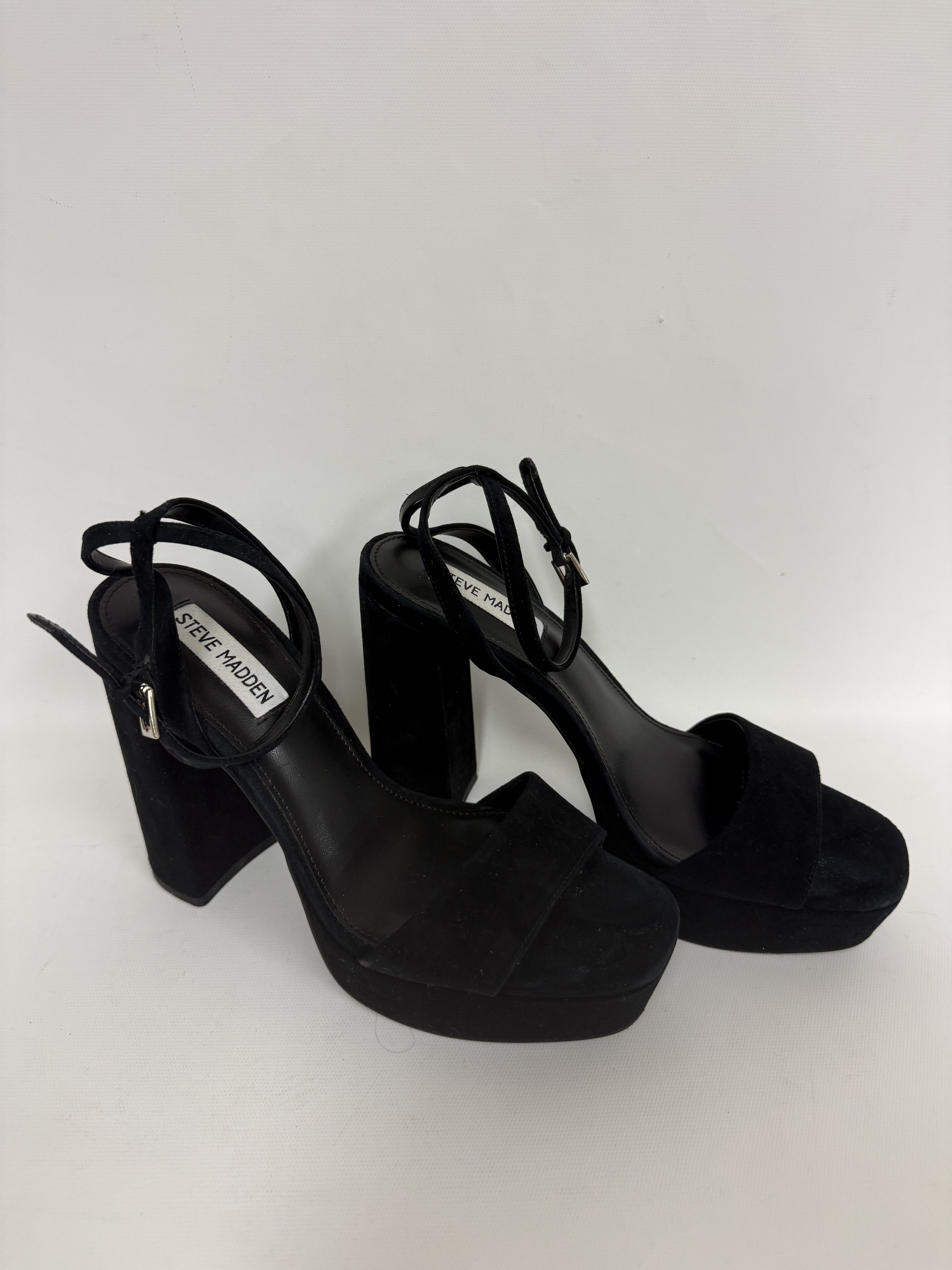 Sandales en velours noir à plateforme, talons de 12 cm, Steve Maiden, pointure 6-6.5