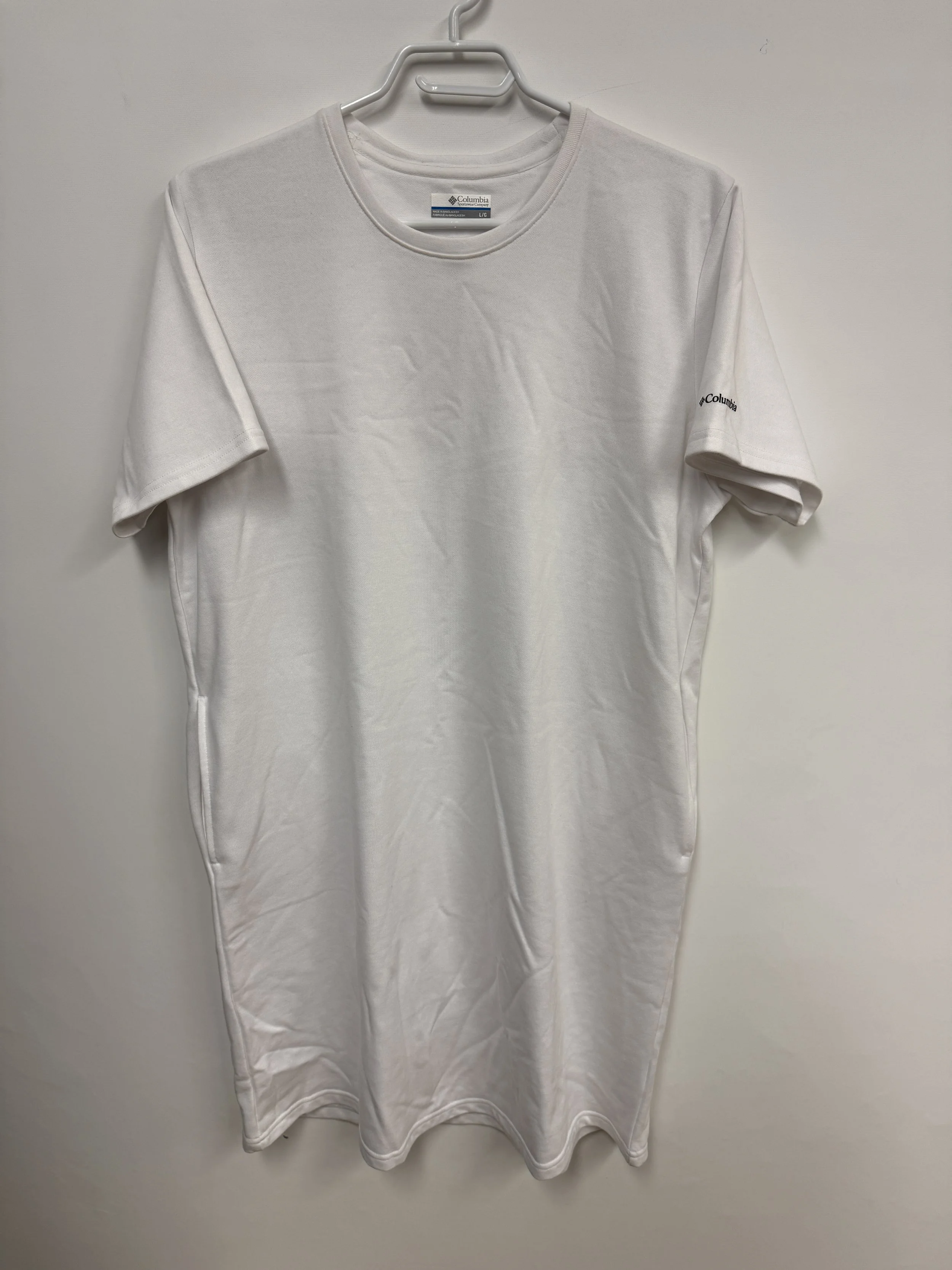 Robe t-shirt blanche, deux poches, Columbia, L