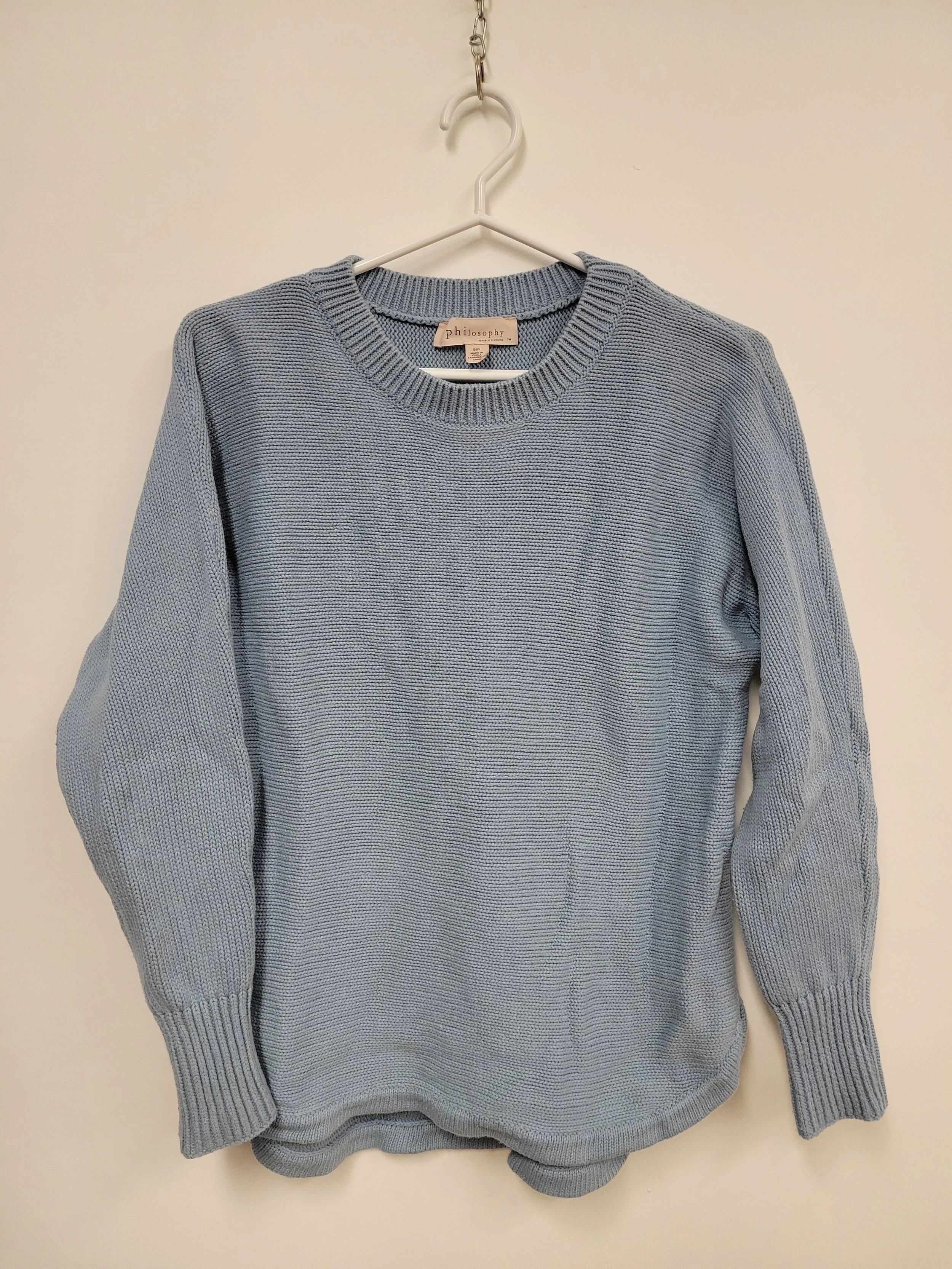 Chandail en tricot de coton, Bleu acier, PHILOSOPHY, S