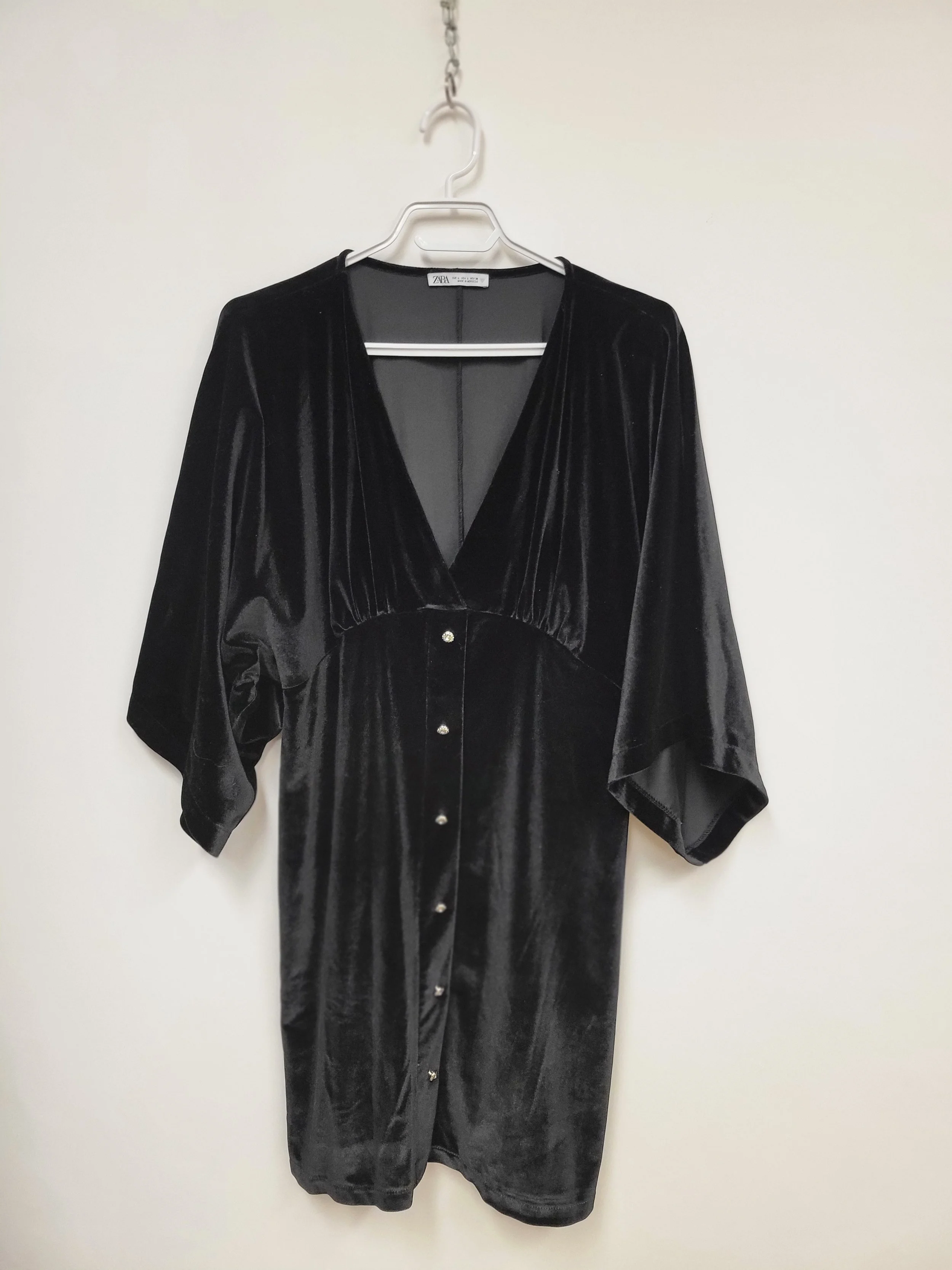Robe, Velours satiné noir, ZARA, L
