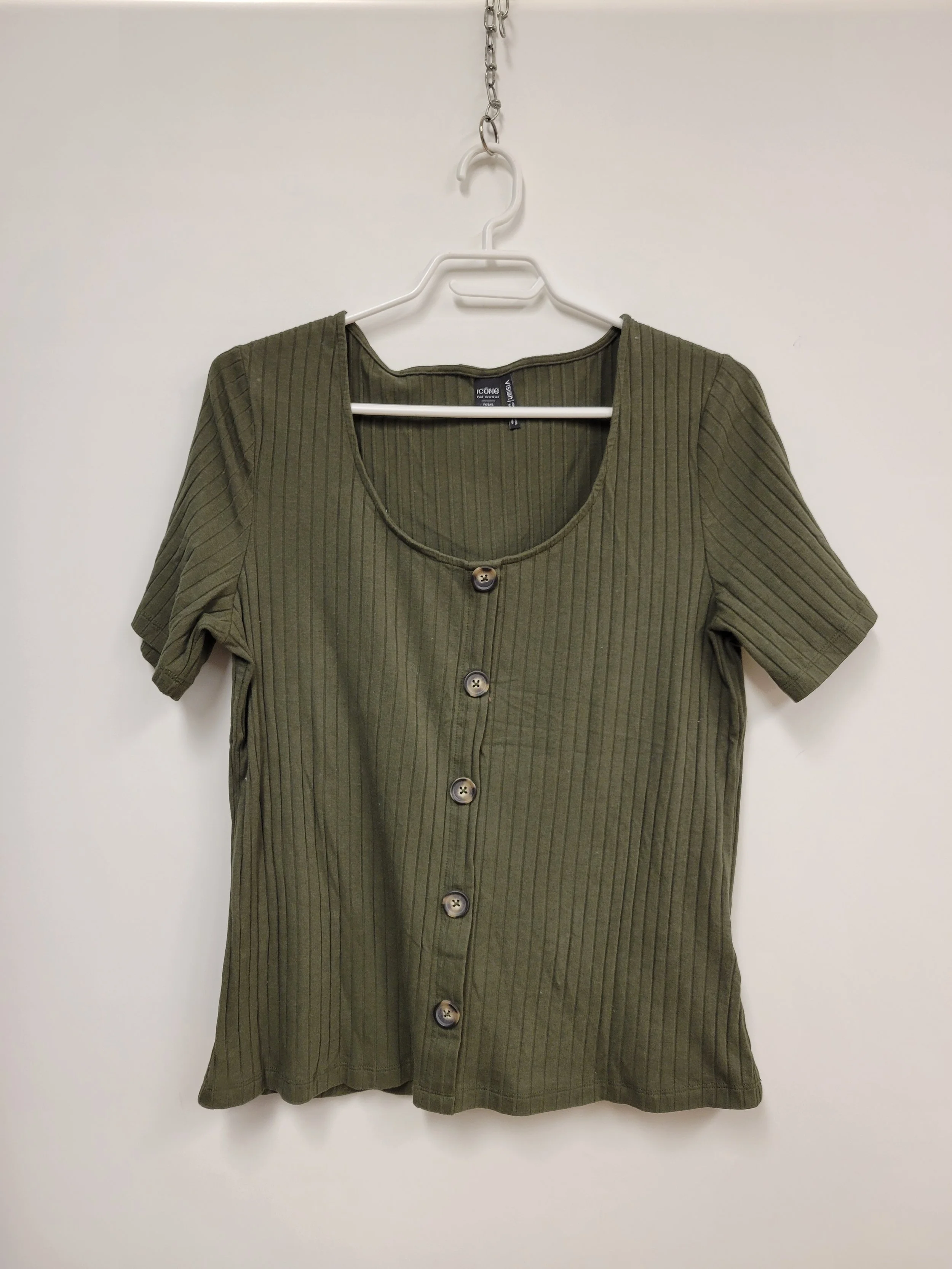 Gilet manches courtes boutonnés à l'avant, Vert kaki, ICONE, XL