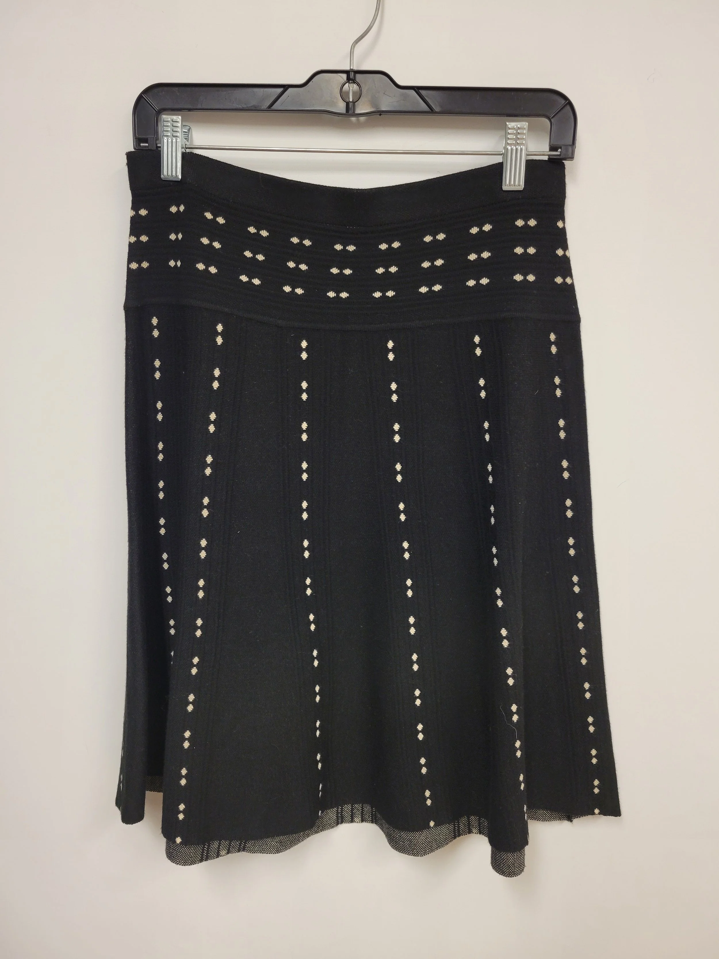 Jupe en tricot noir, picoté blanc cassé, Max Studio, Small