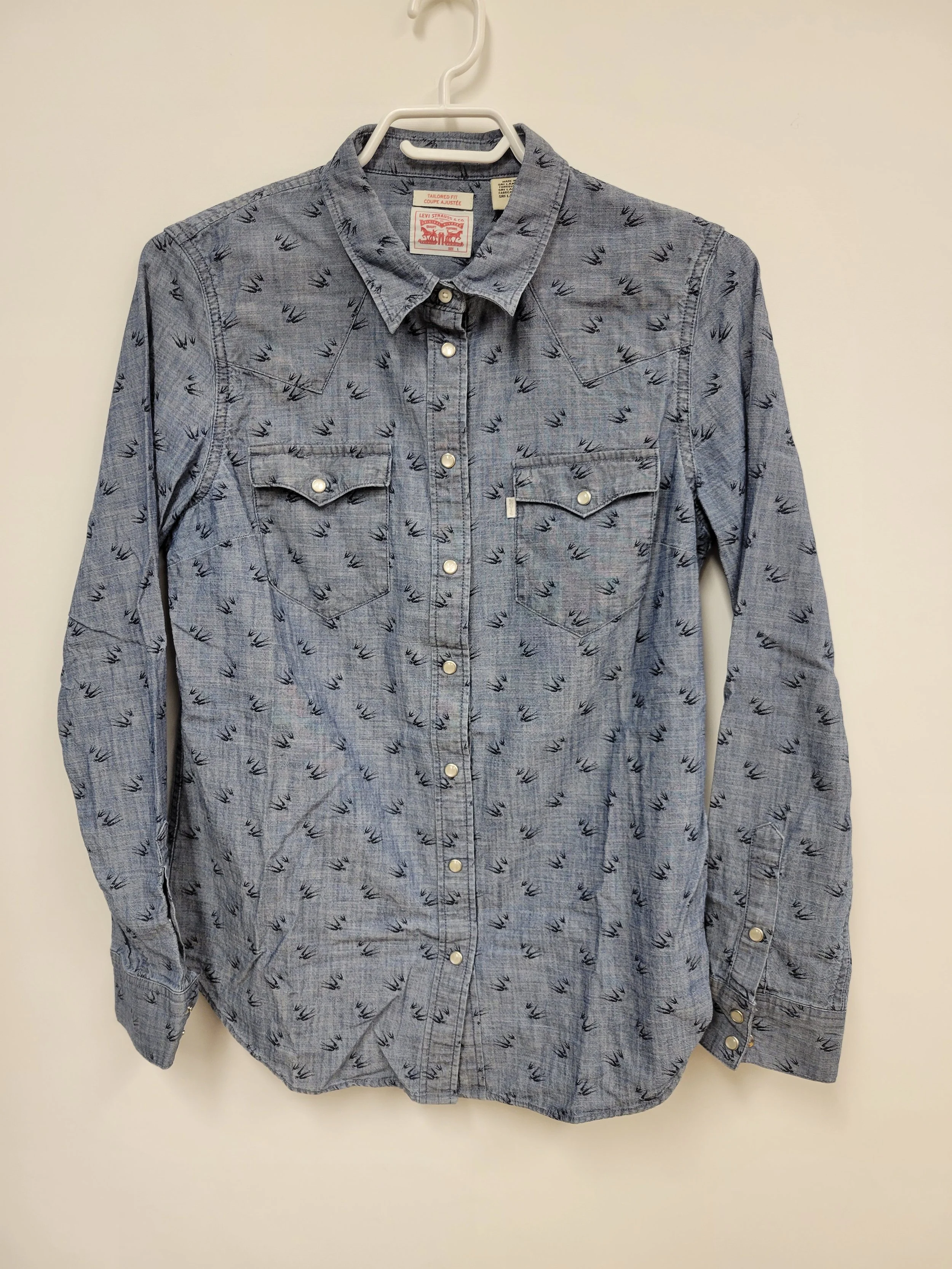 Chemise jeans à motif, boutons reflet nacre, LEVI STRAUSS & CO., L (coupe ajustée)