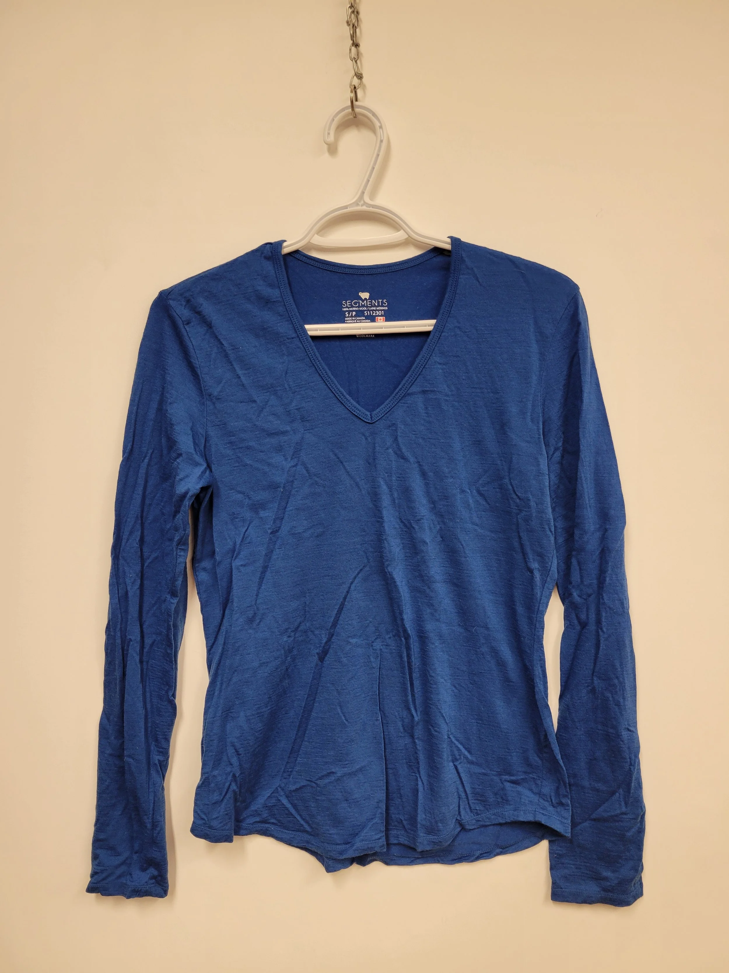 Haut en laine mérinos, Bleu, SEGMENTS, S