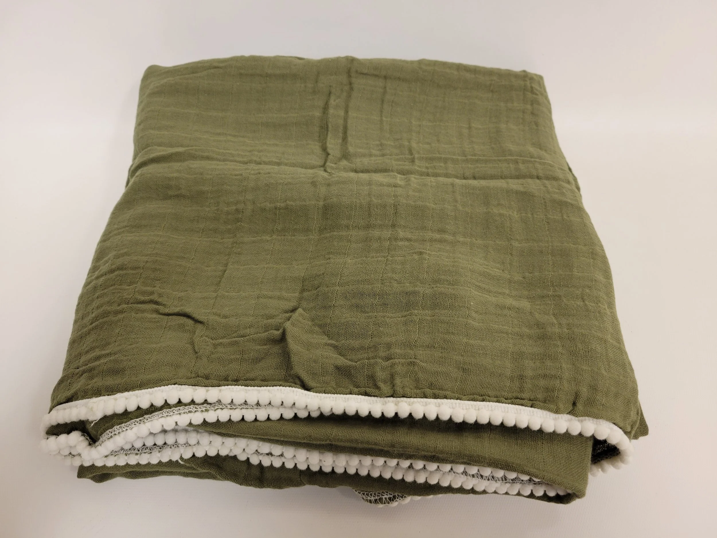 2 doudous légères en coton, vert olive