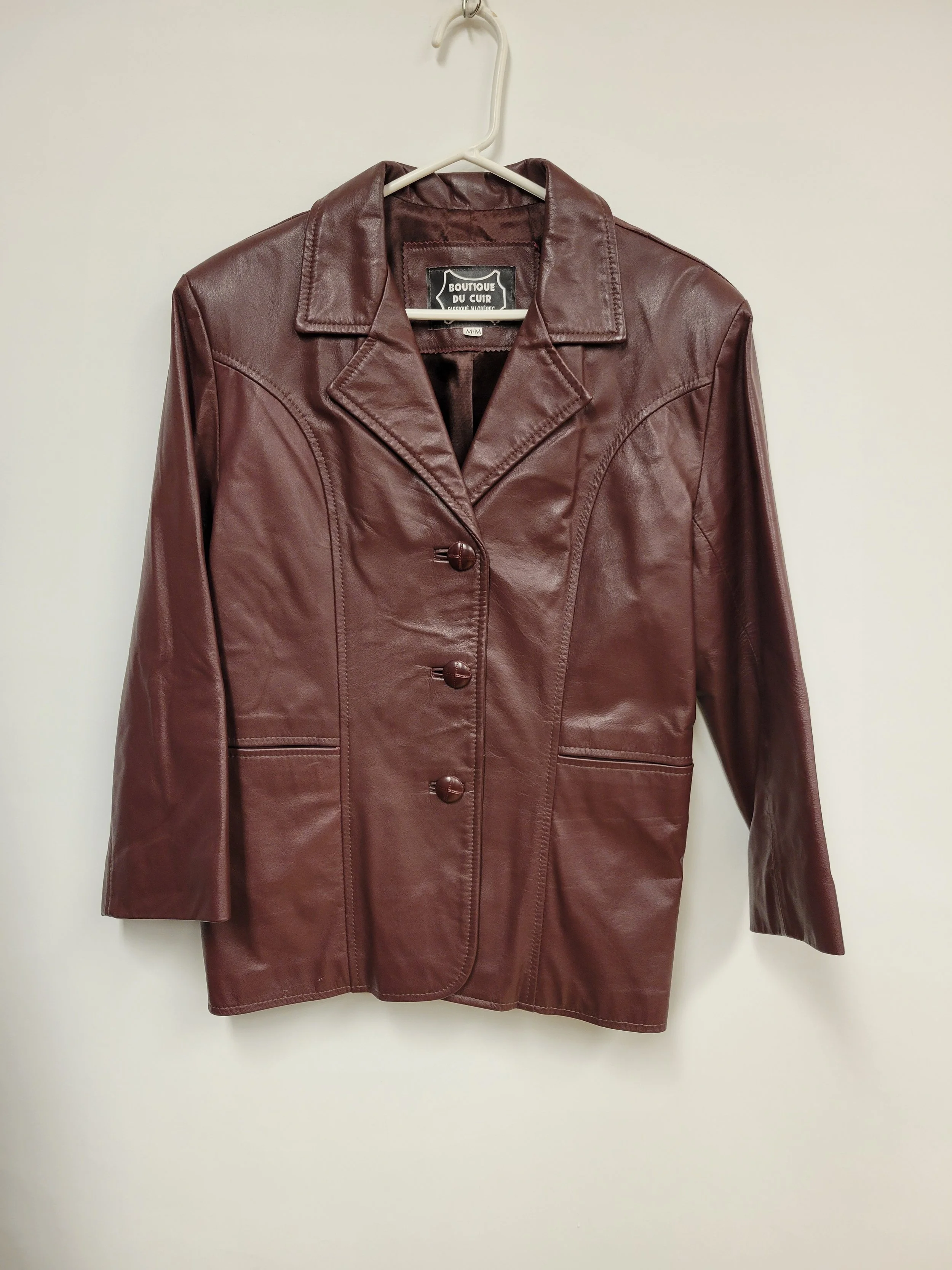 Manteau de cuir bourgogne, La boutique du cuir, M (femmes)