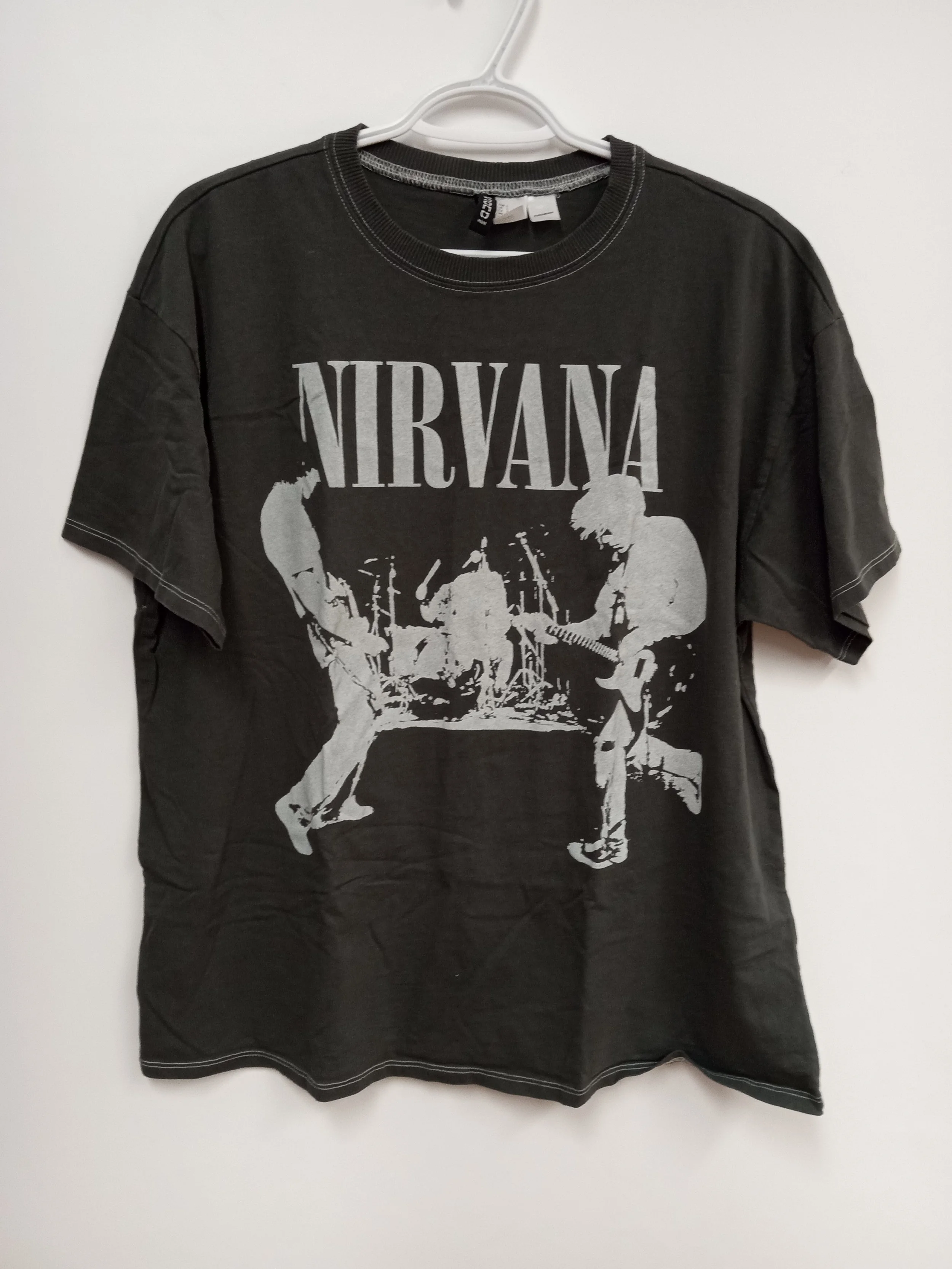 T-shirt Nirvana, gris effet délavé, 100% coton, Divided, L