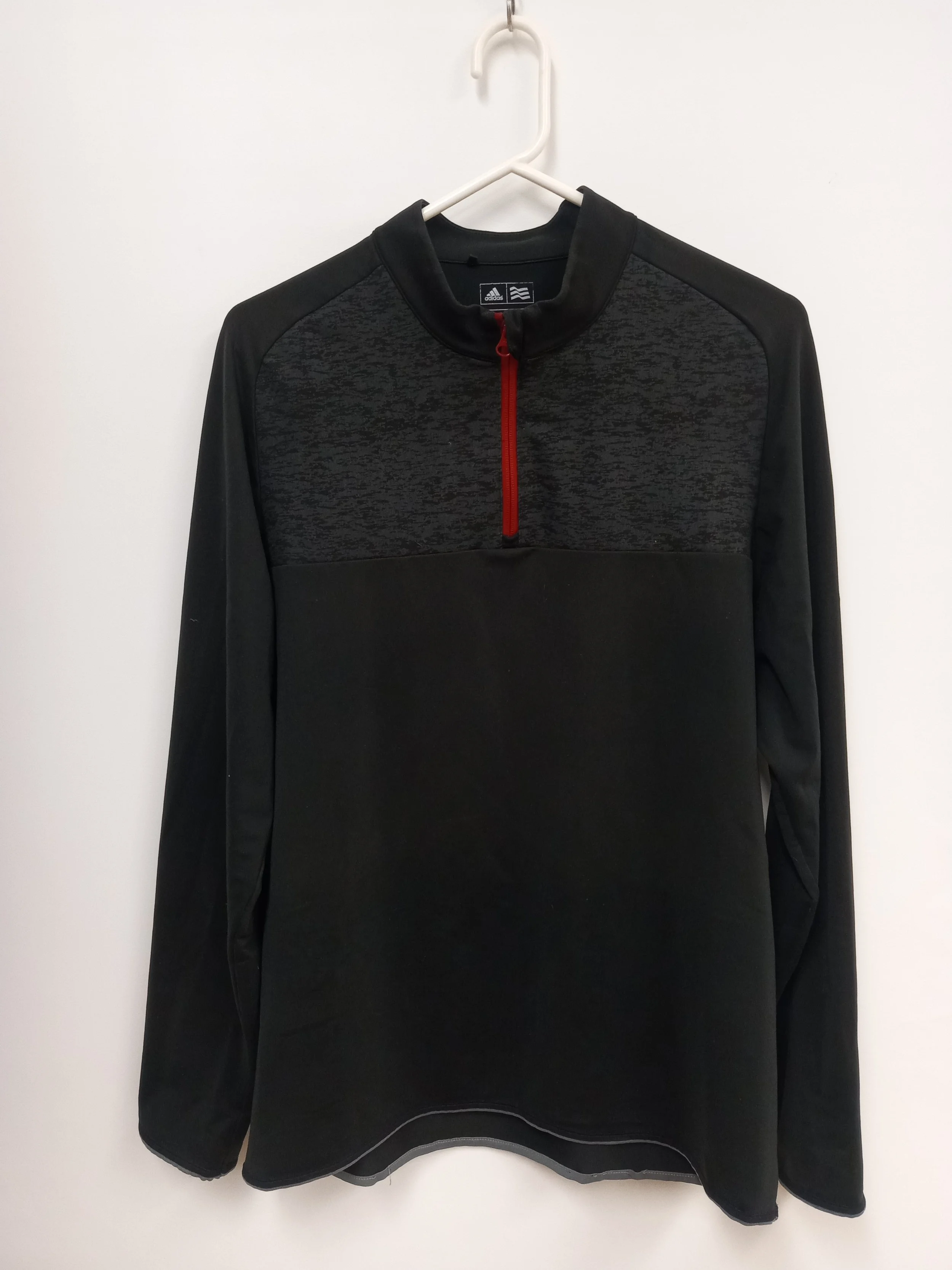 Haut de sport avec zip, noir et rouge, Adidas, L