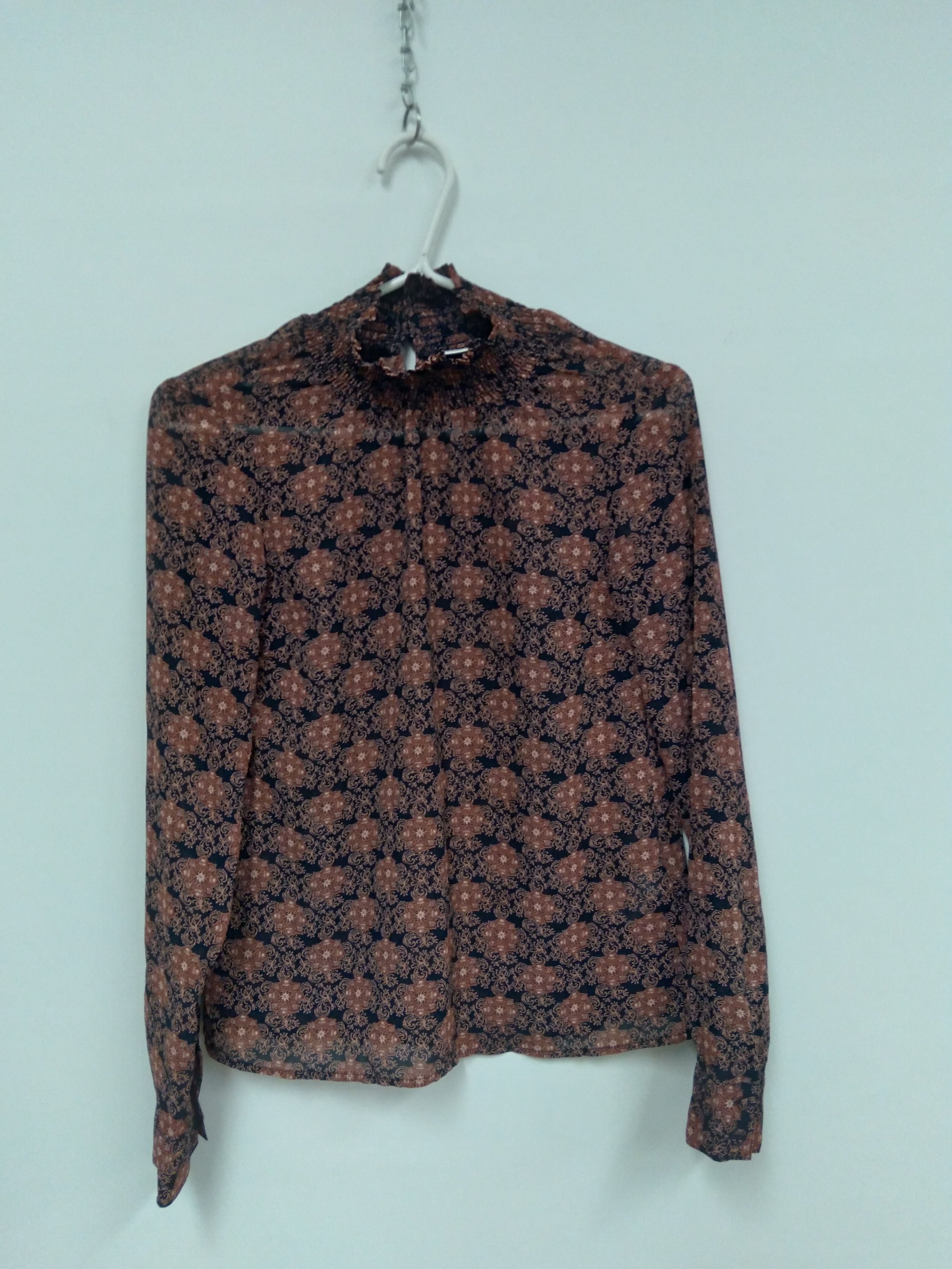 Hauts col haut (Polyester), Motifs couleur brique sur noir, TWIK, XS