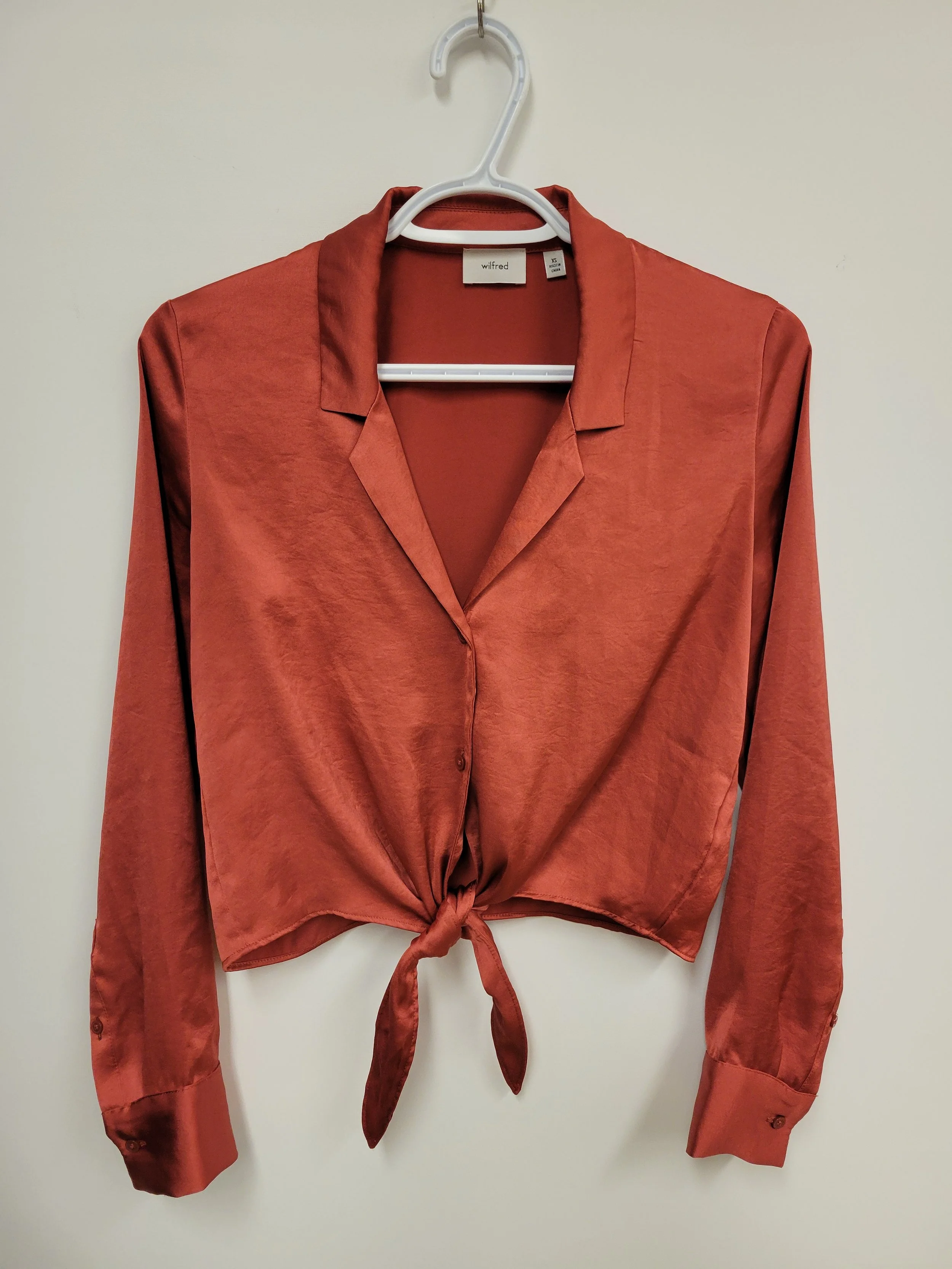 Chemise satinée couleur terracotta, Wilfred (ARITZIA), XS