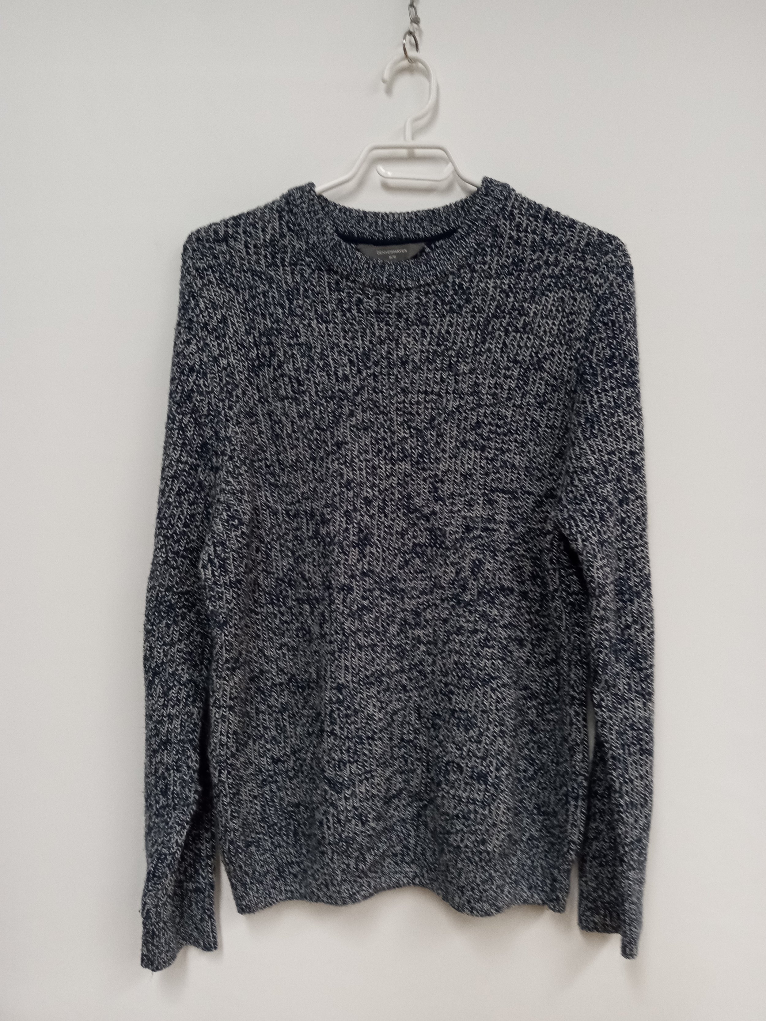 Haut en tricot (Polyester 85%/Laine 15%) avec col rond, Bleu et beige, DENVER HAYES, M (Homme)
