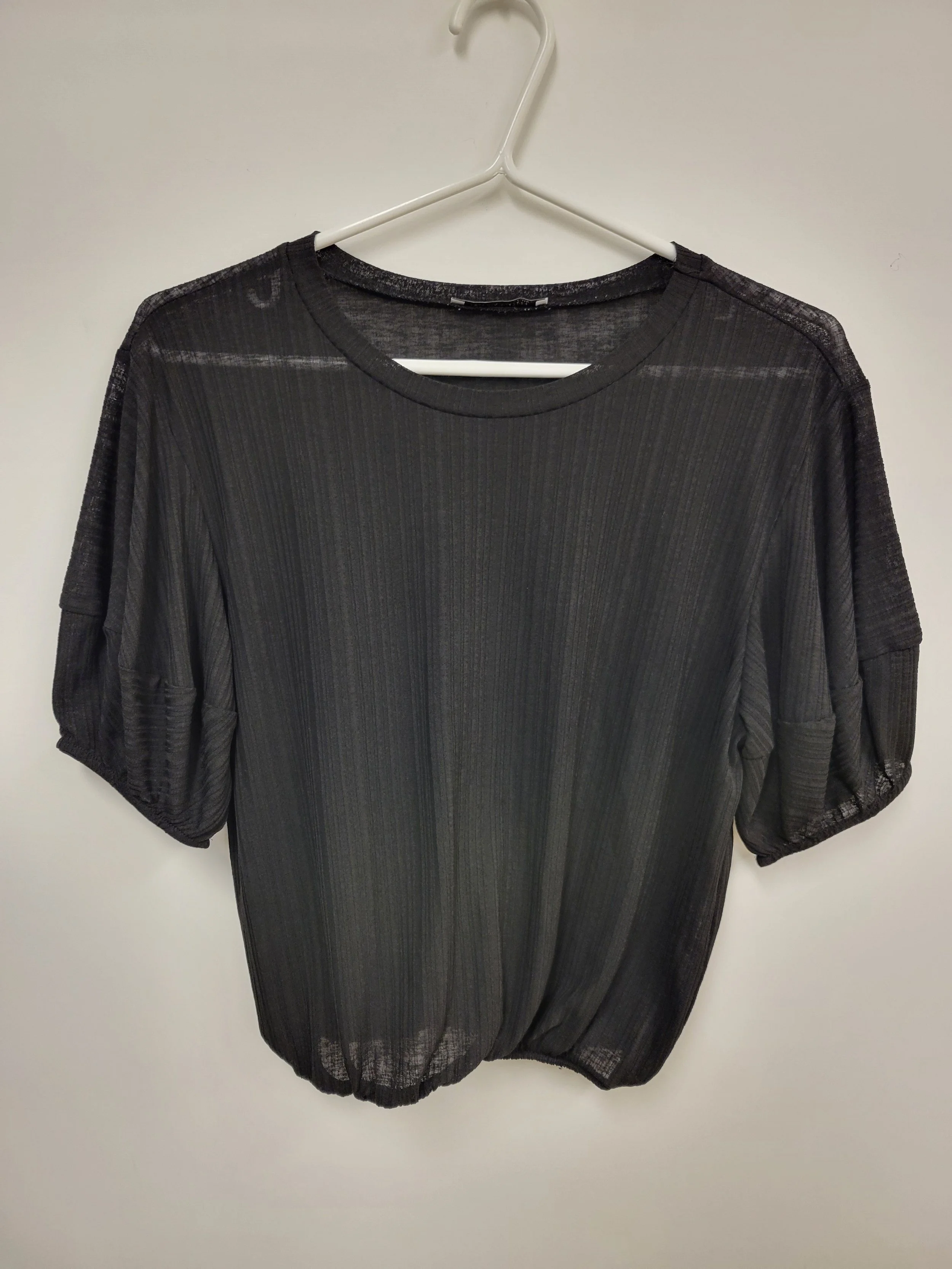 T-shirt noir bouffant, élastique au bas, Zara Trafaluc Collection, S