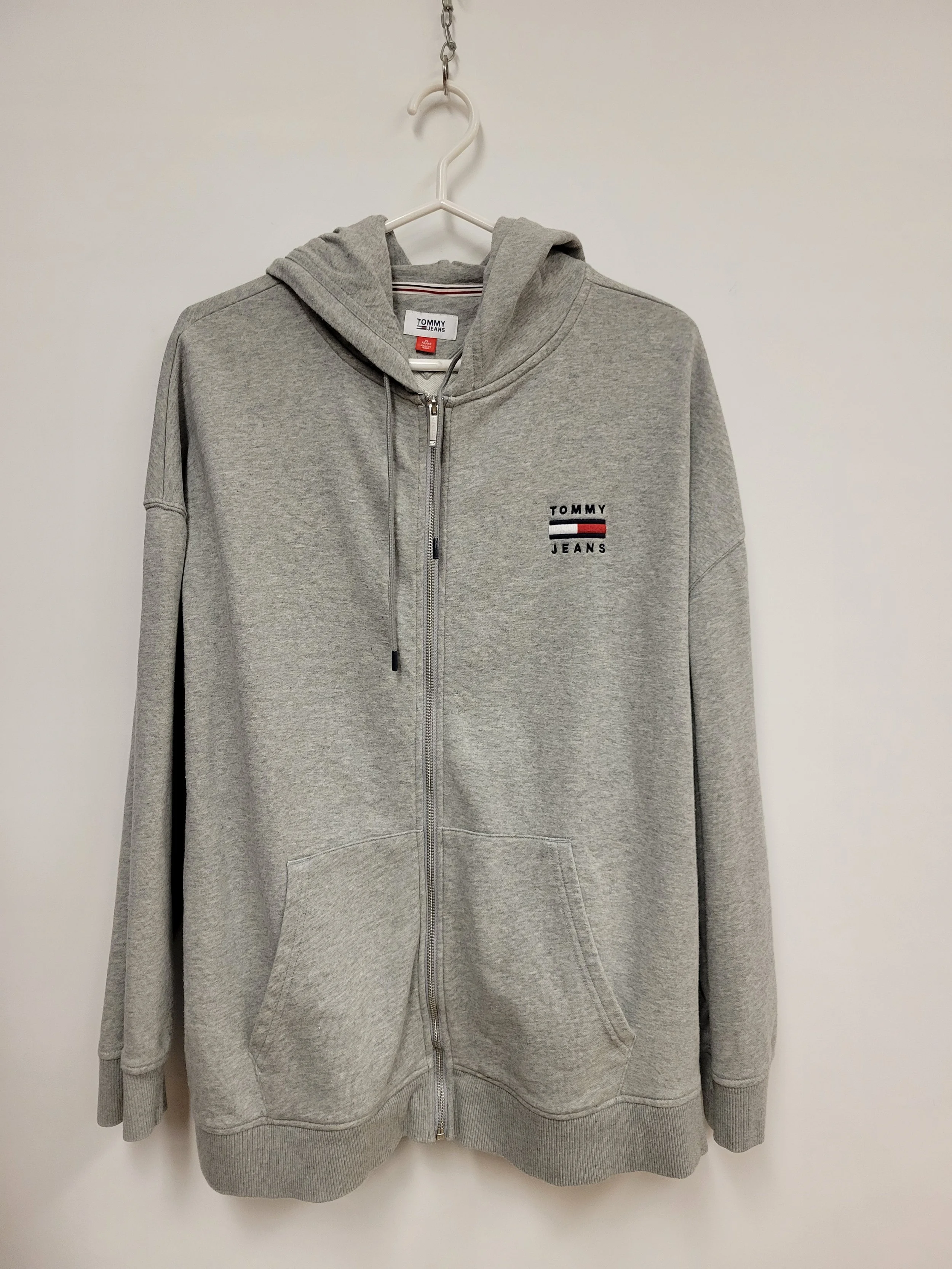 Gilet à capuchon avec fermoir, Gris clair, TOMMY JEANS, XL