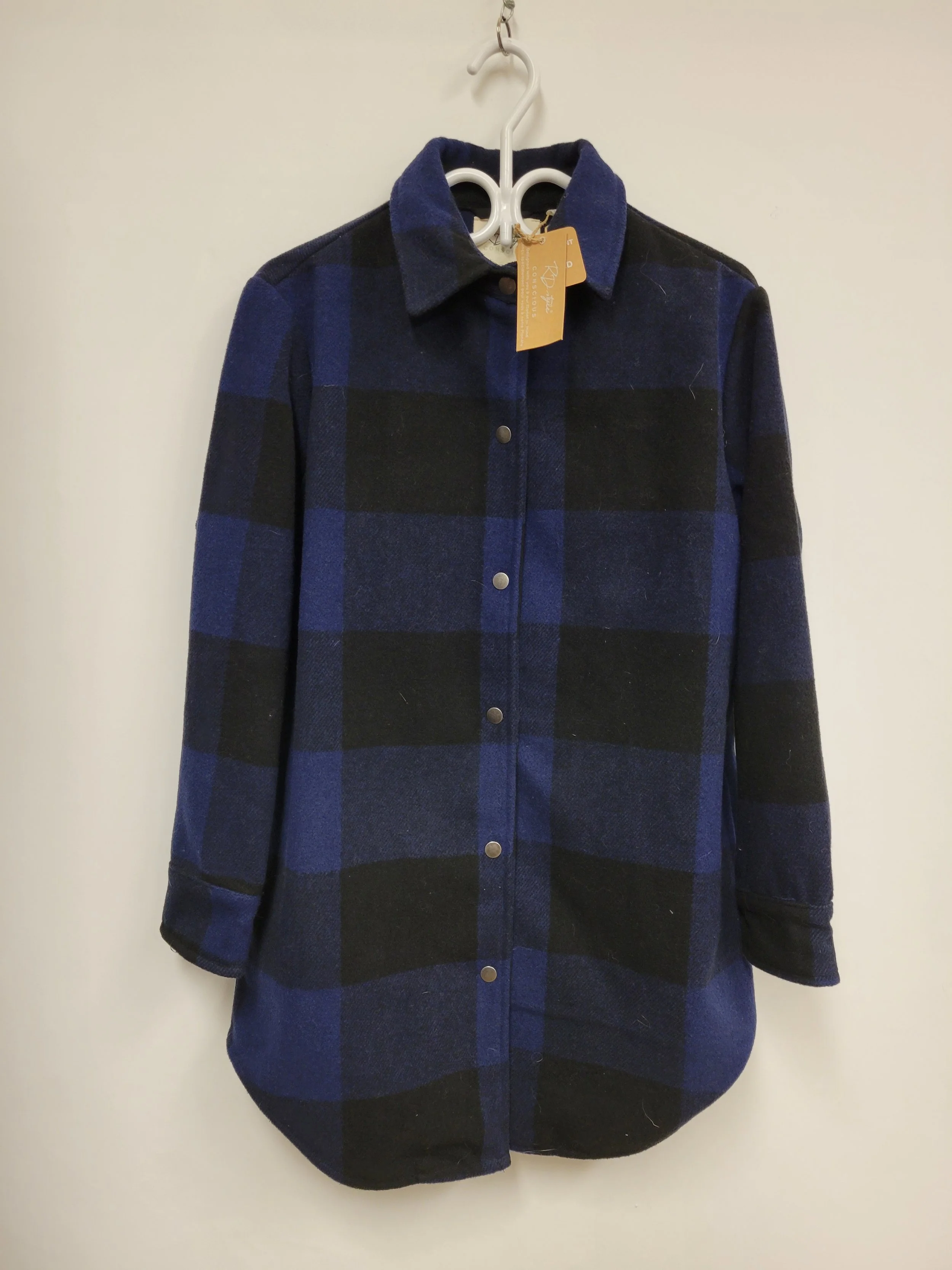 NEUF - Surchemise style lainage, carreaux noir et bleu, RD Style, XS