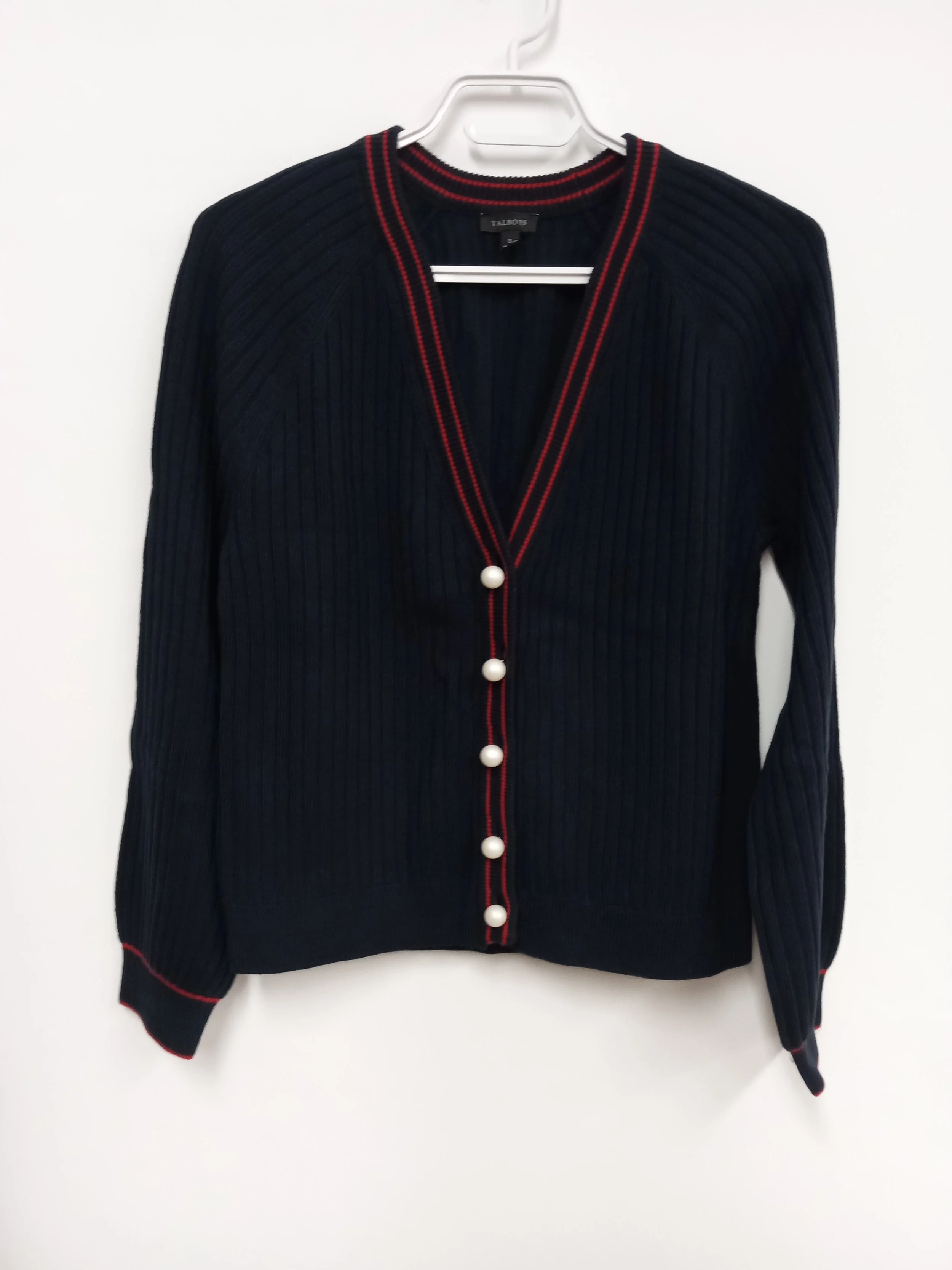 Veste marine boutons perlés, 55% coton, Talbots, S