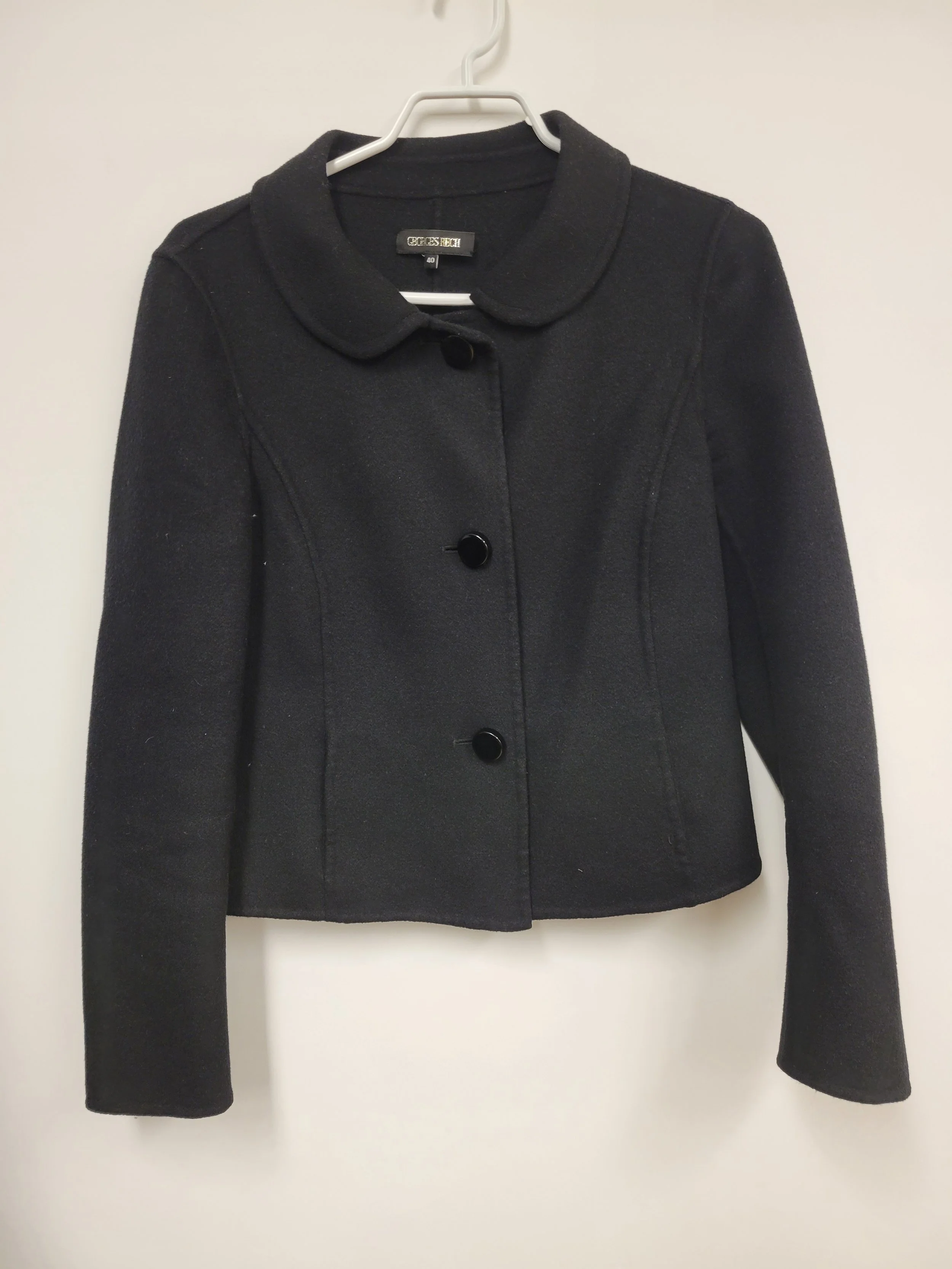 Manteau court noir en laine feutrée, George Rech, taille 40