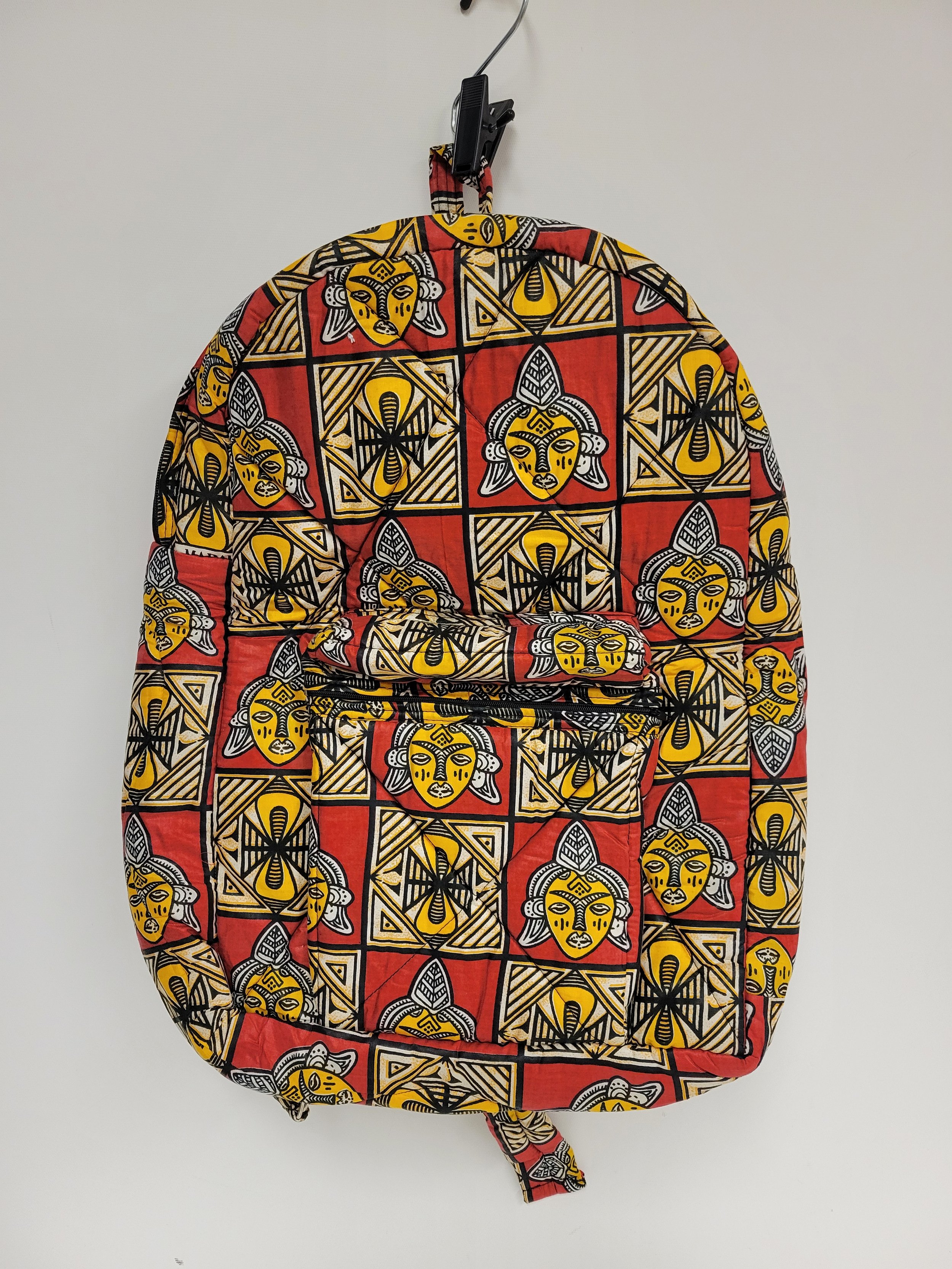 Sac à dos léger, rouge à motif jaune et ivoire