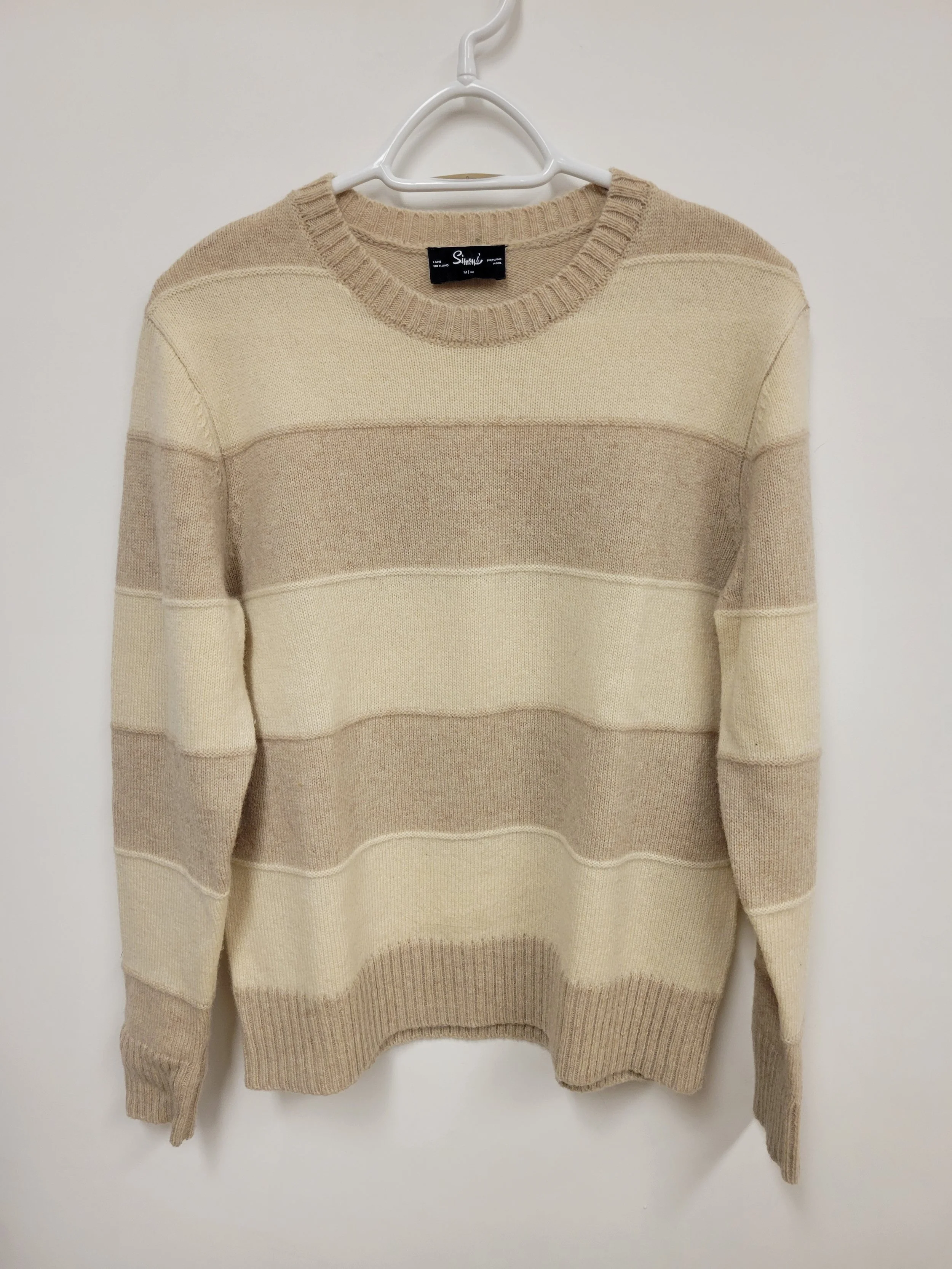 Tricot sable à rayures, 100% laine shetland, Simons, M