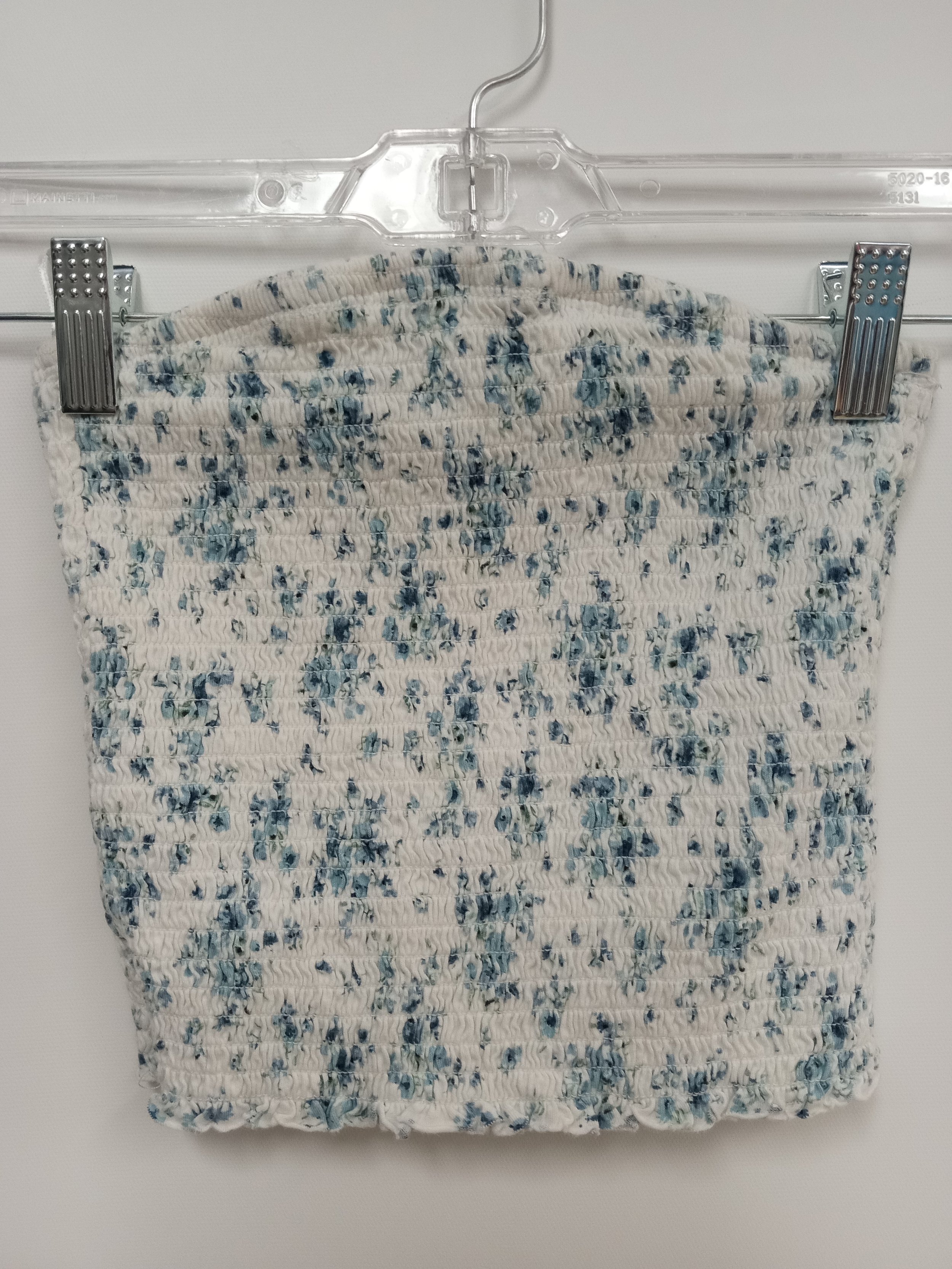 Haut sans bretelles blanc avec fleurs bleues, Garage, S