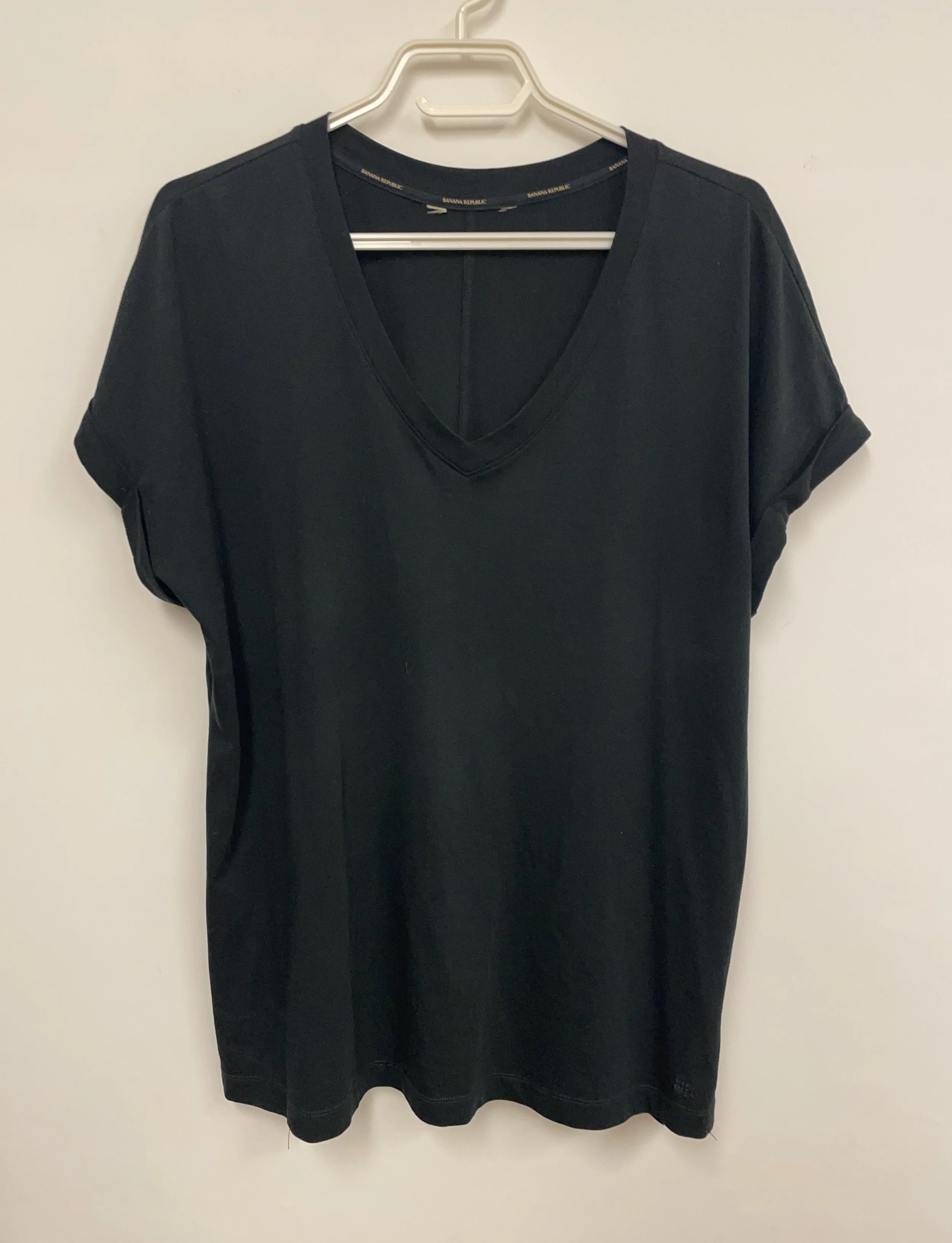 T-shirt noir, BANANA REPUBLIC, coton, spandex, XL.