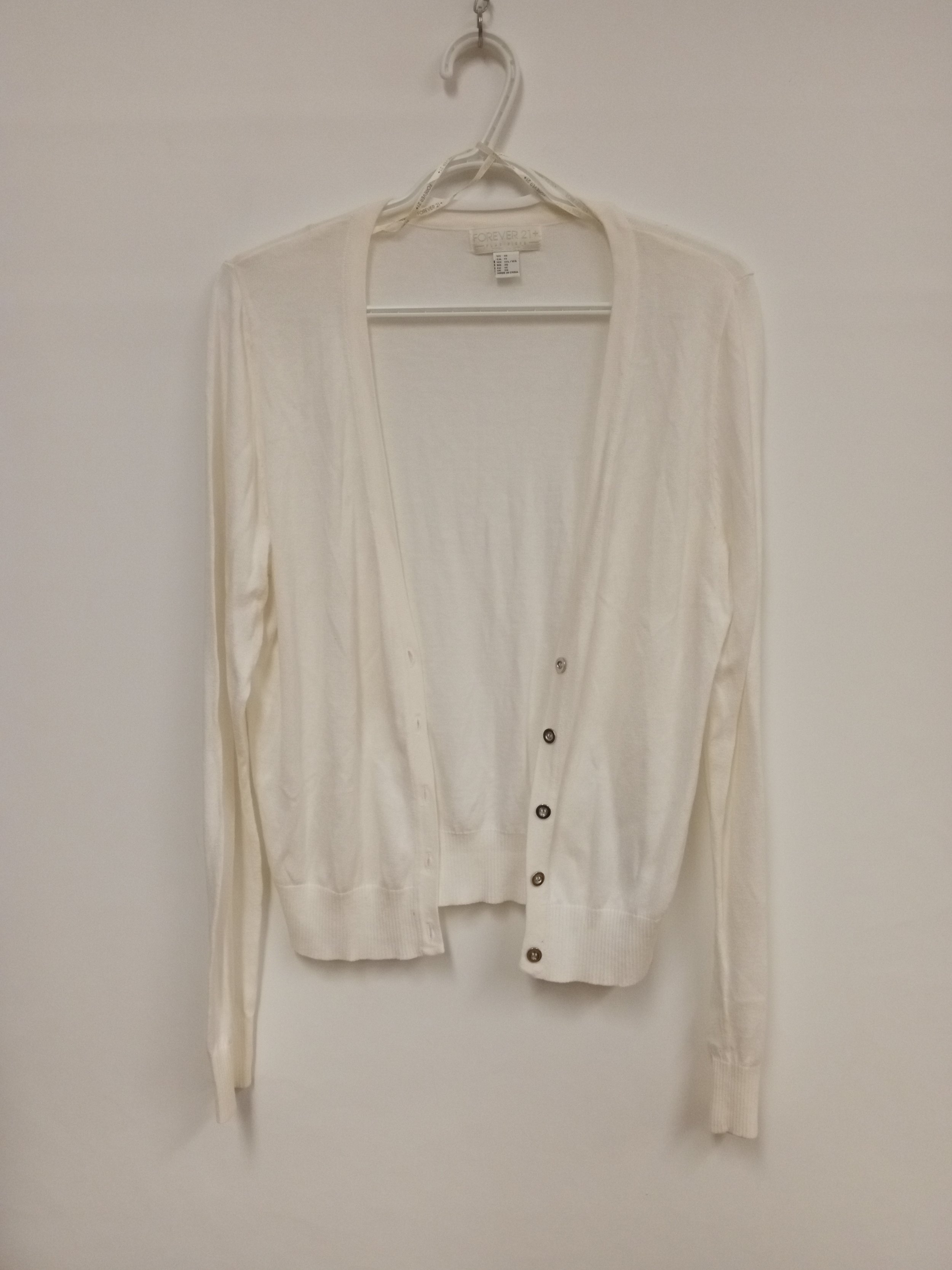 Veste en tricot boutonnée (Coton/Acrylique), Crème, FOREVER 21, 1X