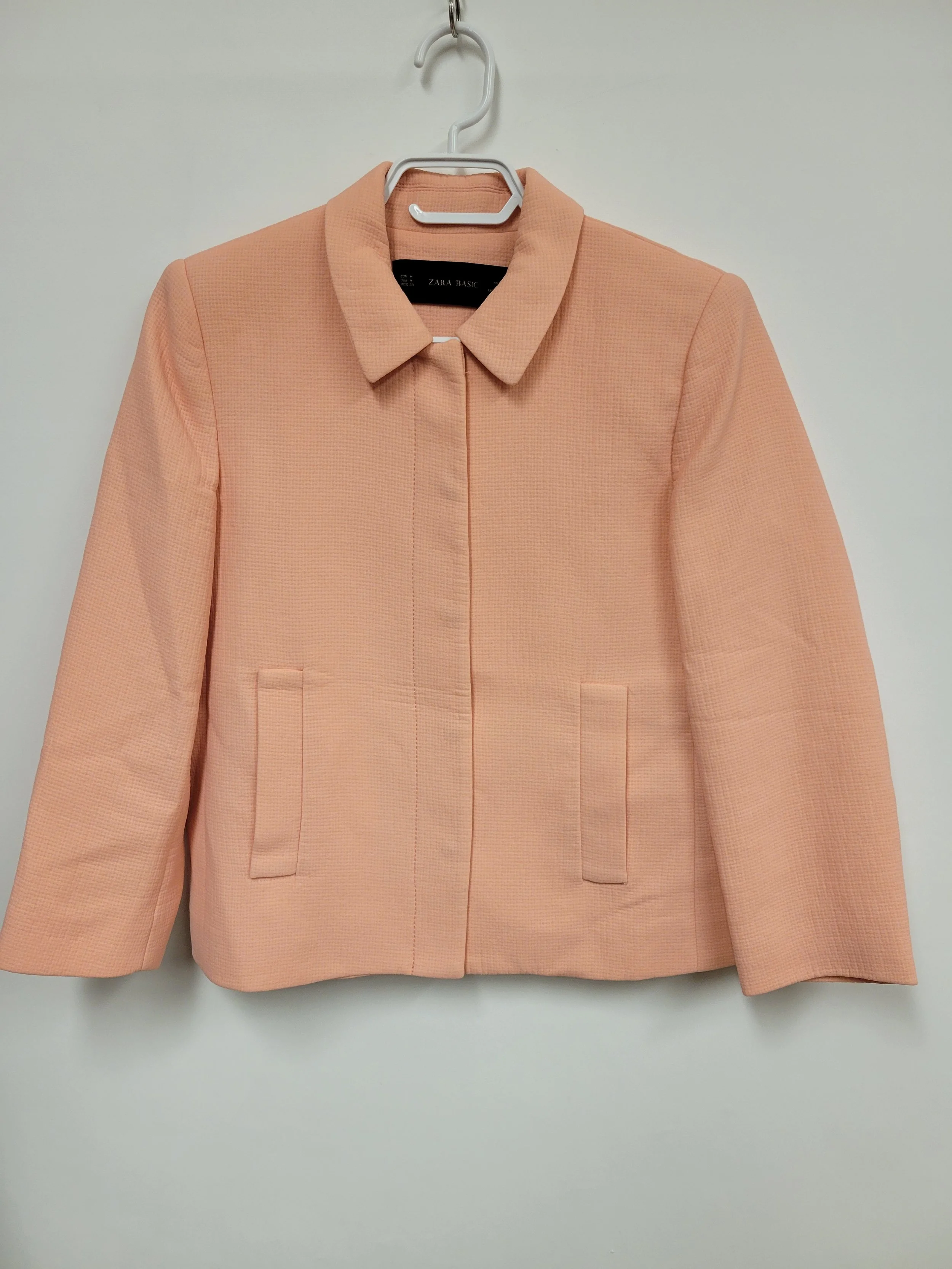 Veste tailleur à boutons pression, rose pêche/corail, Zara, M