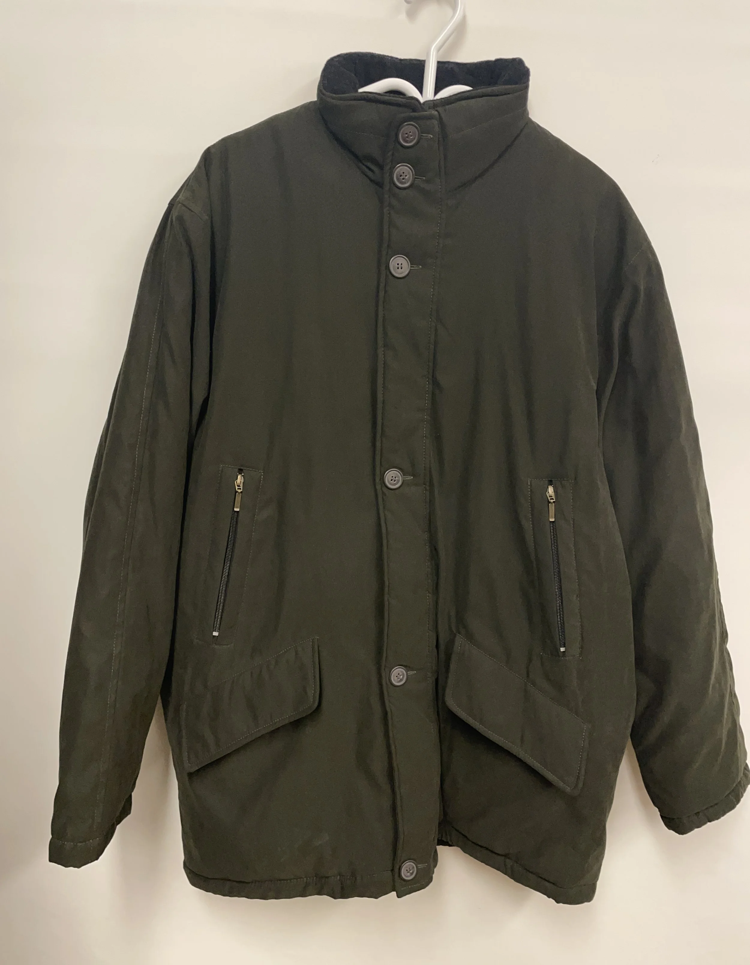 NEUF, manteau 3/4 d'automne/hiver doublé vert foncé, OLD RIVER, valeur 300$, L.
