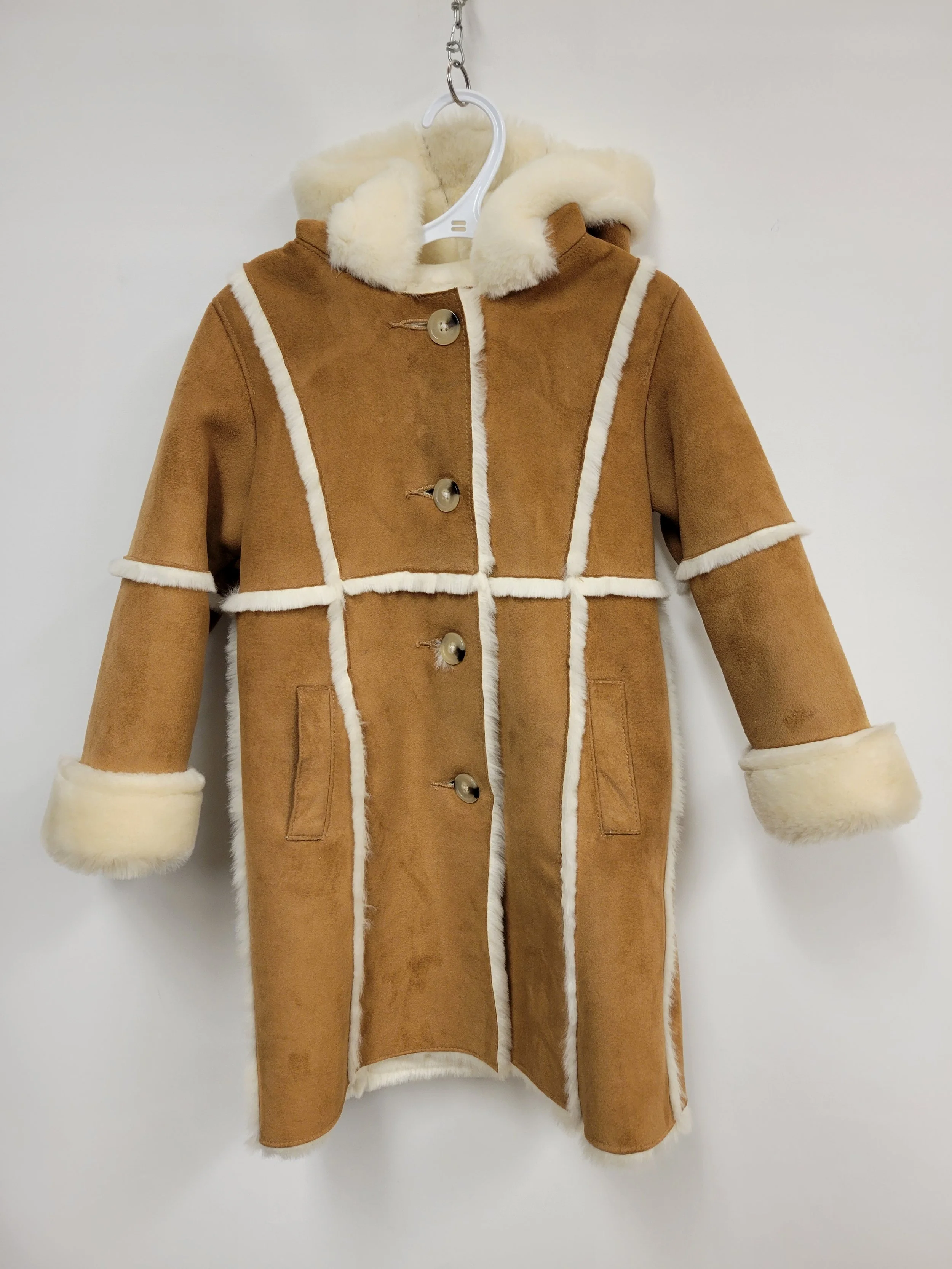 Manteau long, fourrure et suède synthétiques, GAP Kids, 5 ans