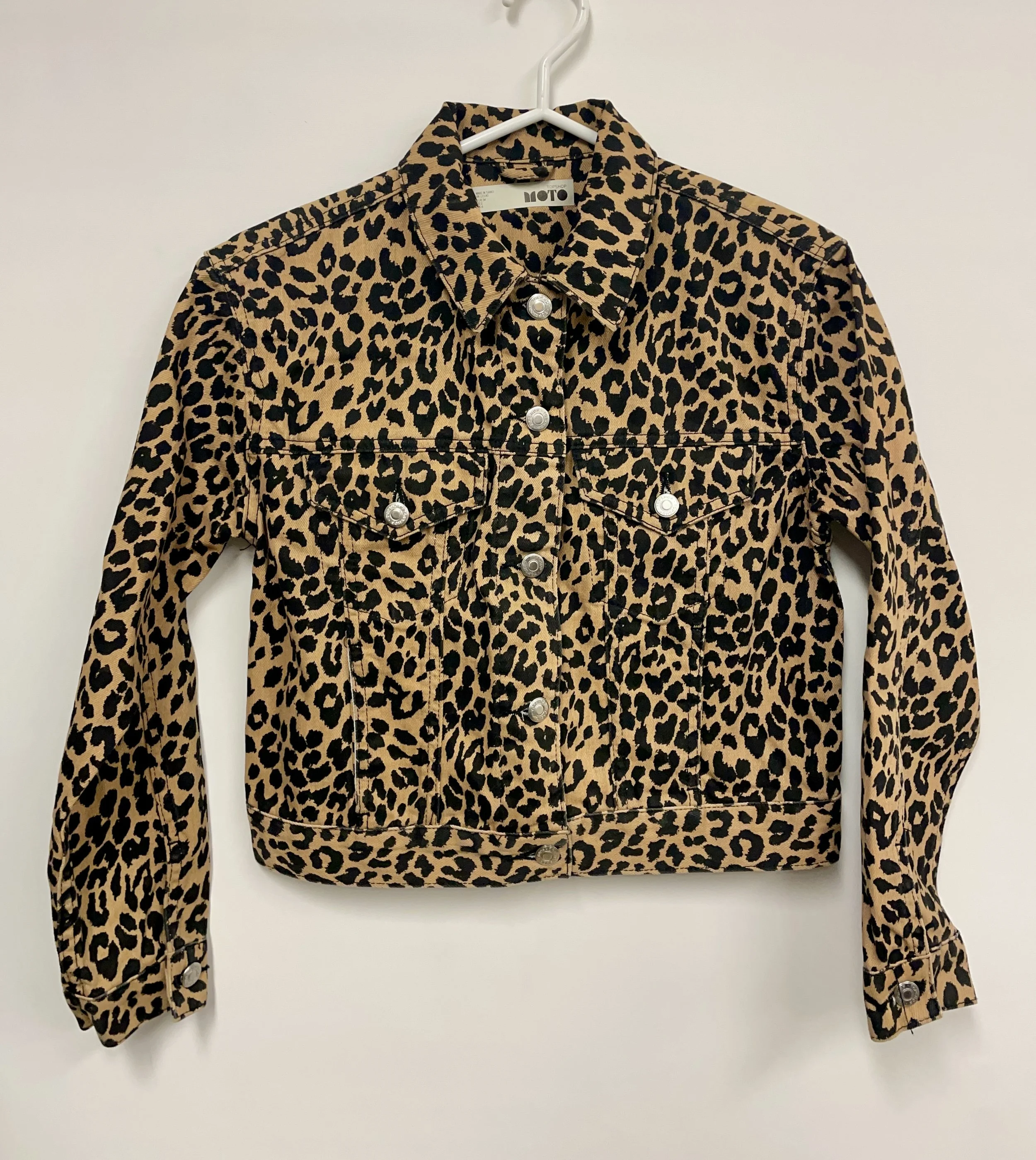 Blouson court, brun et noir style léopard, MOTO, taille 2.