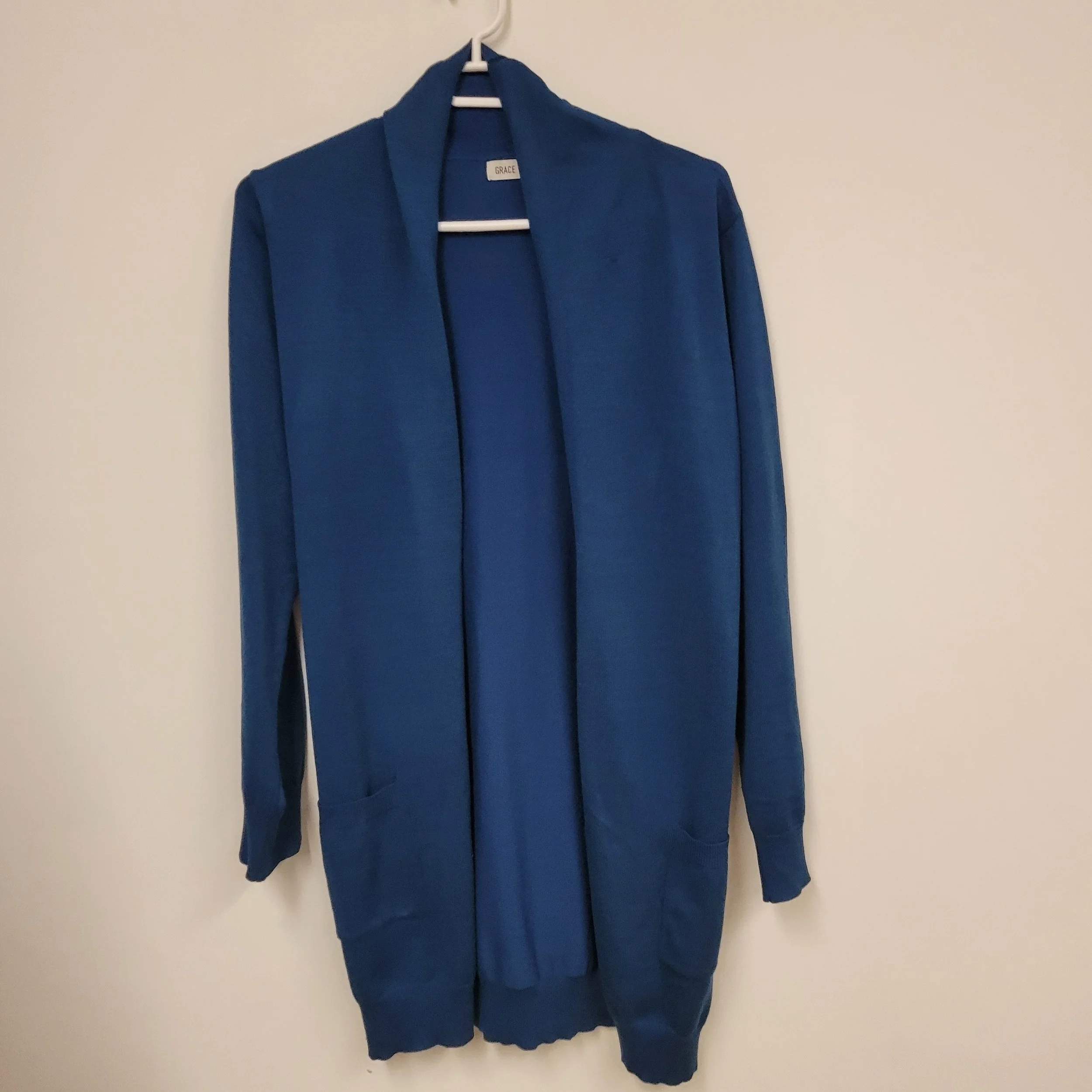 Cardigan ouvert long bleu, Grace Karin, M