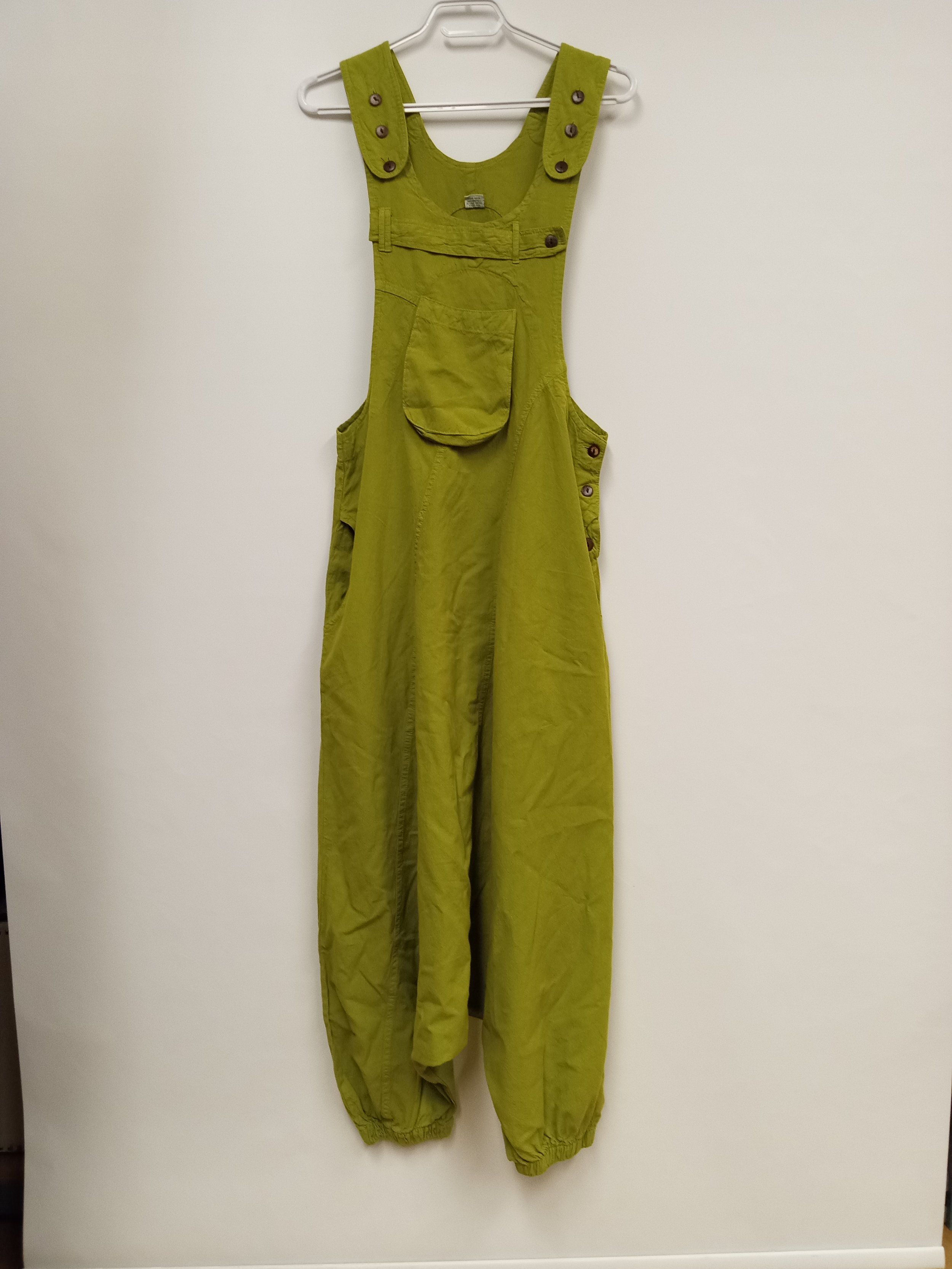 Jumpsuit vert ample, 100% coton, Népal, Taille s/m