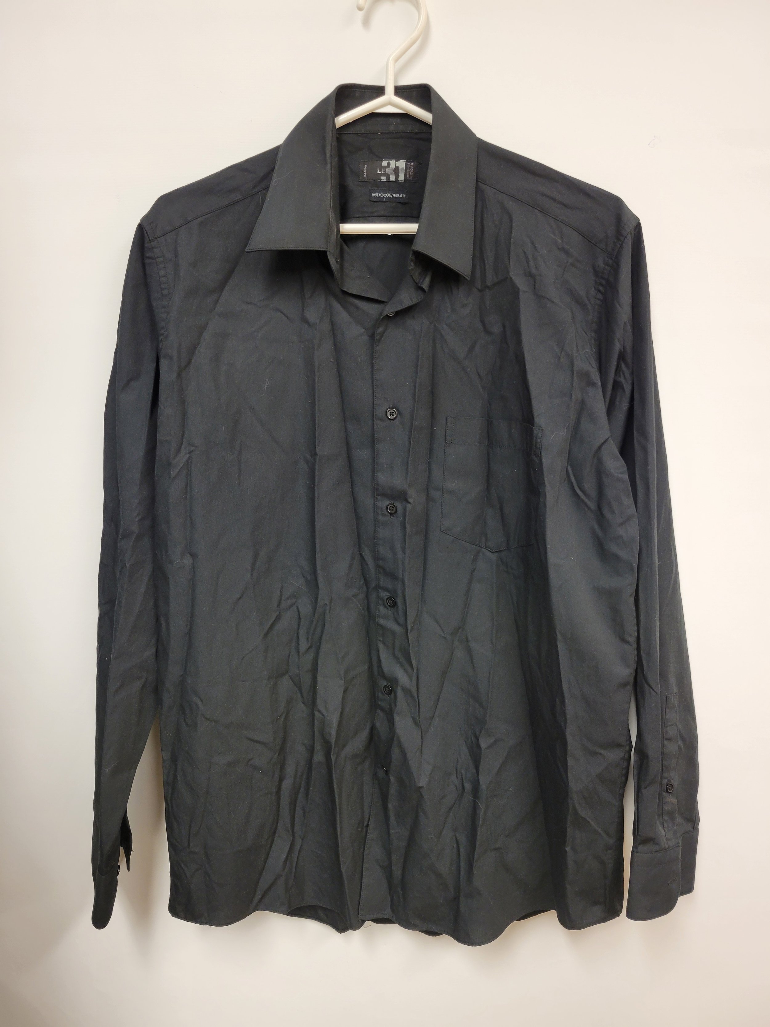 Chemise noire coupe régulière, Le 31, 15.5