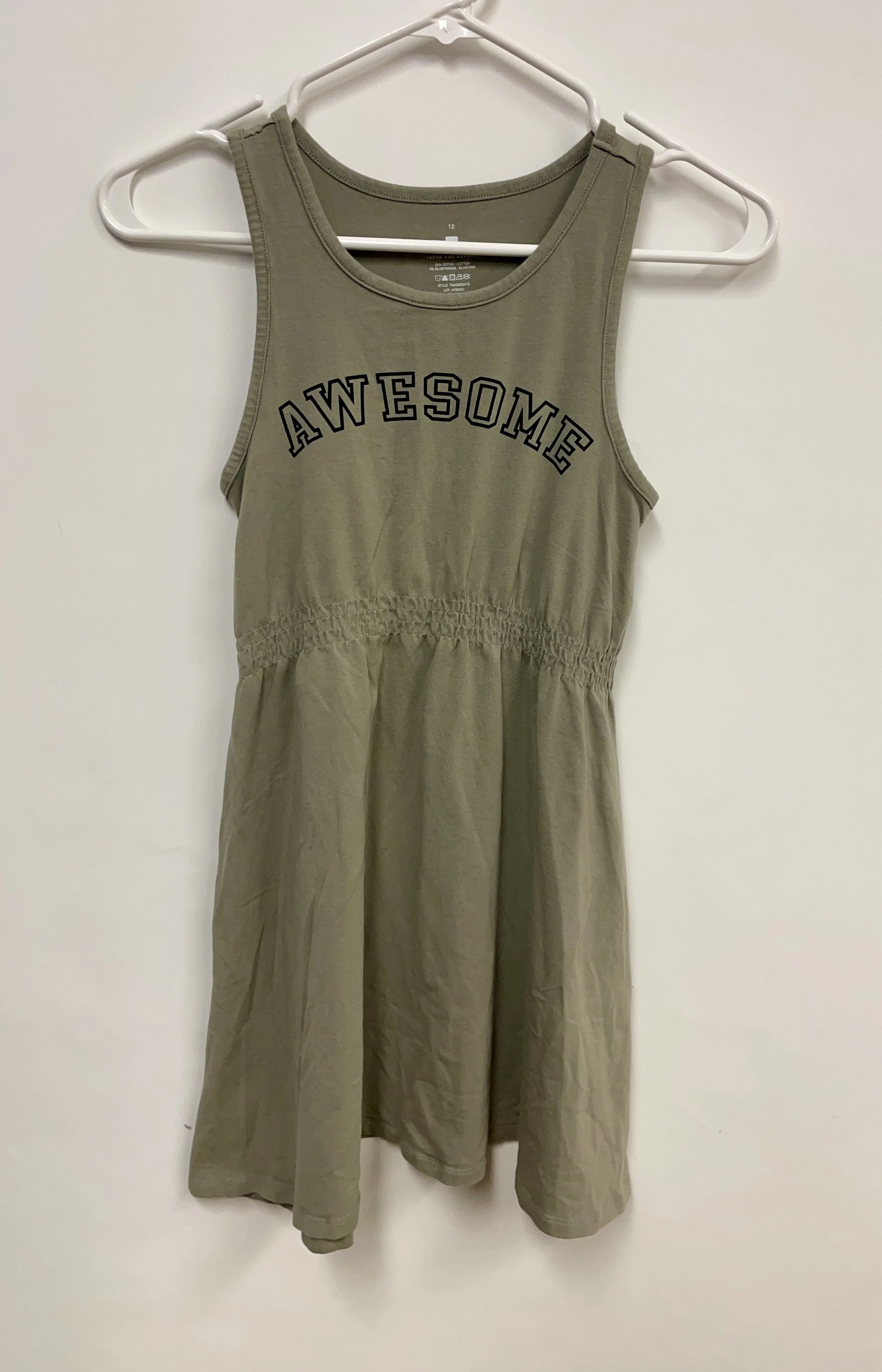 Robe sans manches verte pâle, AWESOME, cotton, taille 12 ans.