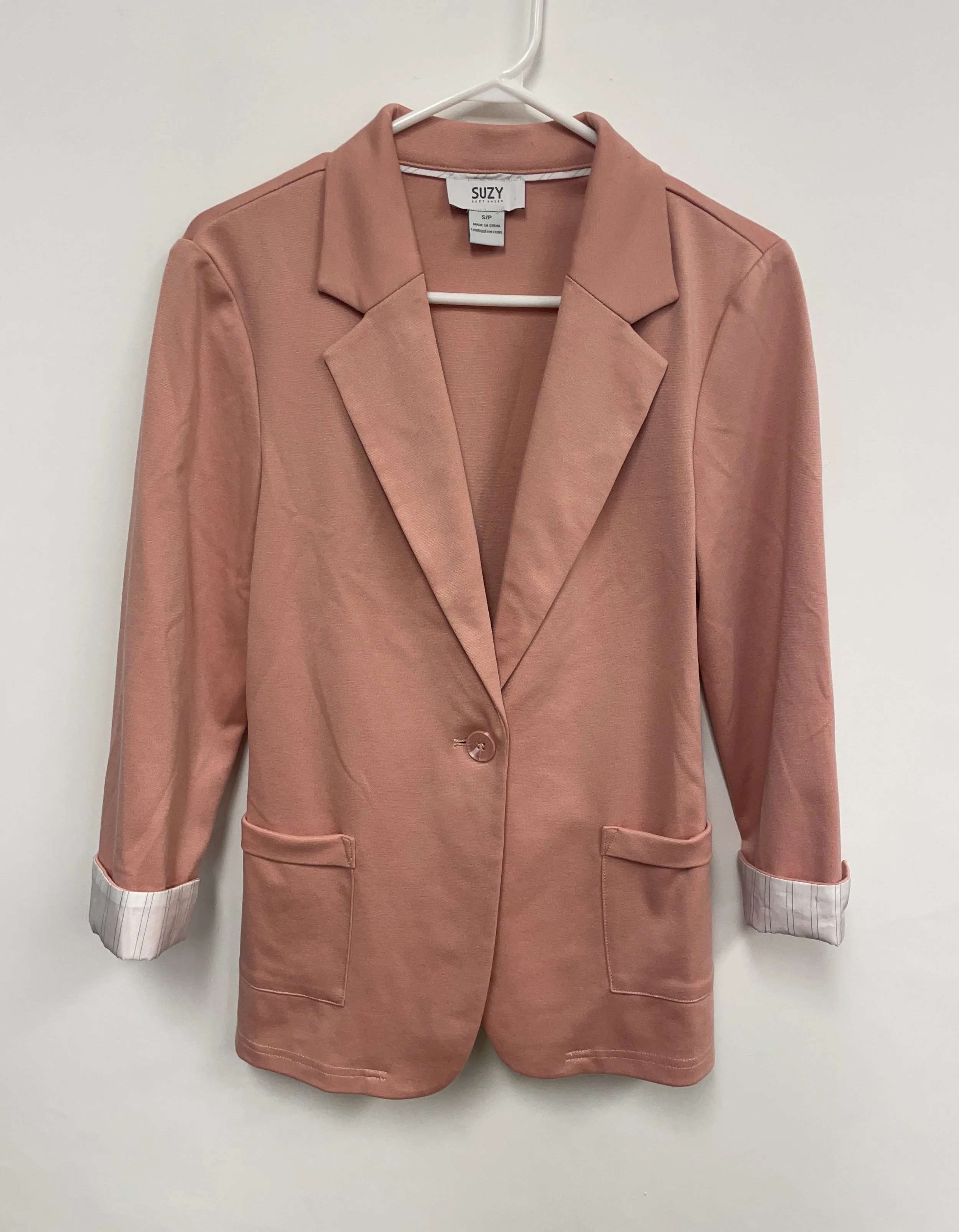 Veston léger rose saumon, SUZY SHIER, taille S.
