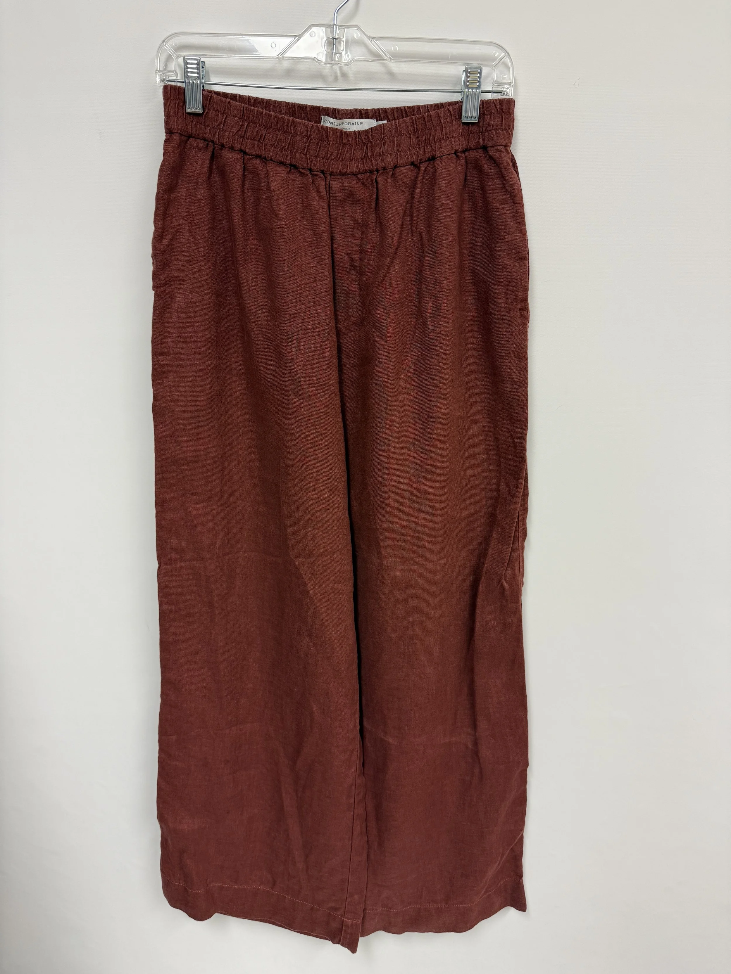 Pantalon rouge vin en lin, jambe très ample, Contemporaine par Simons, Small