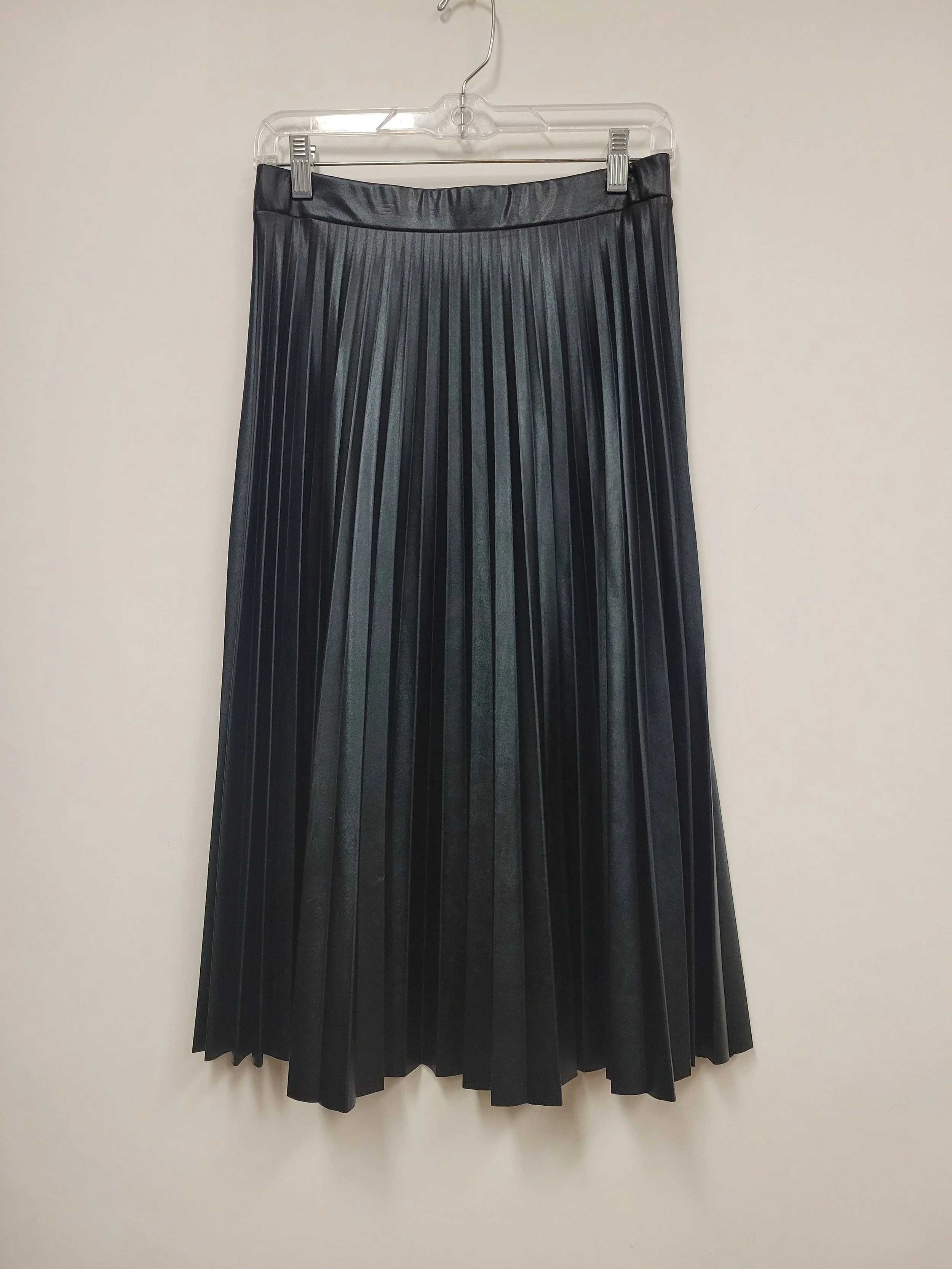 jupe longue plissée noire effet similicuir, imperial, S