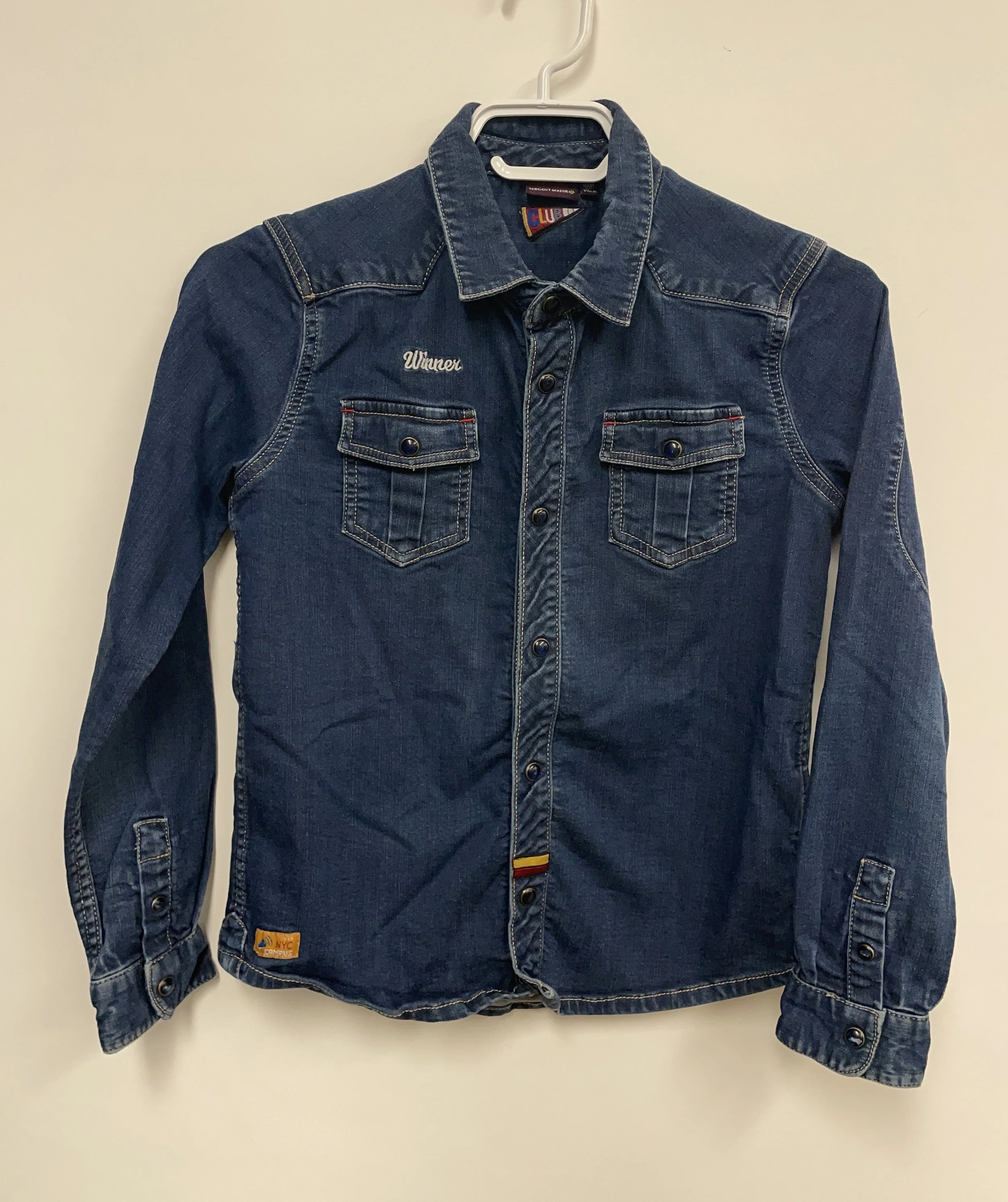 Chemise marine en jeans, SERGENT MAJOR baseball, 11 ans.