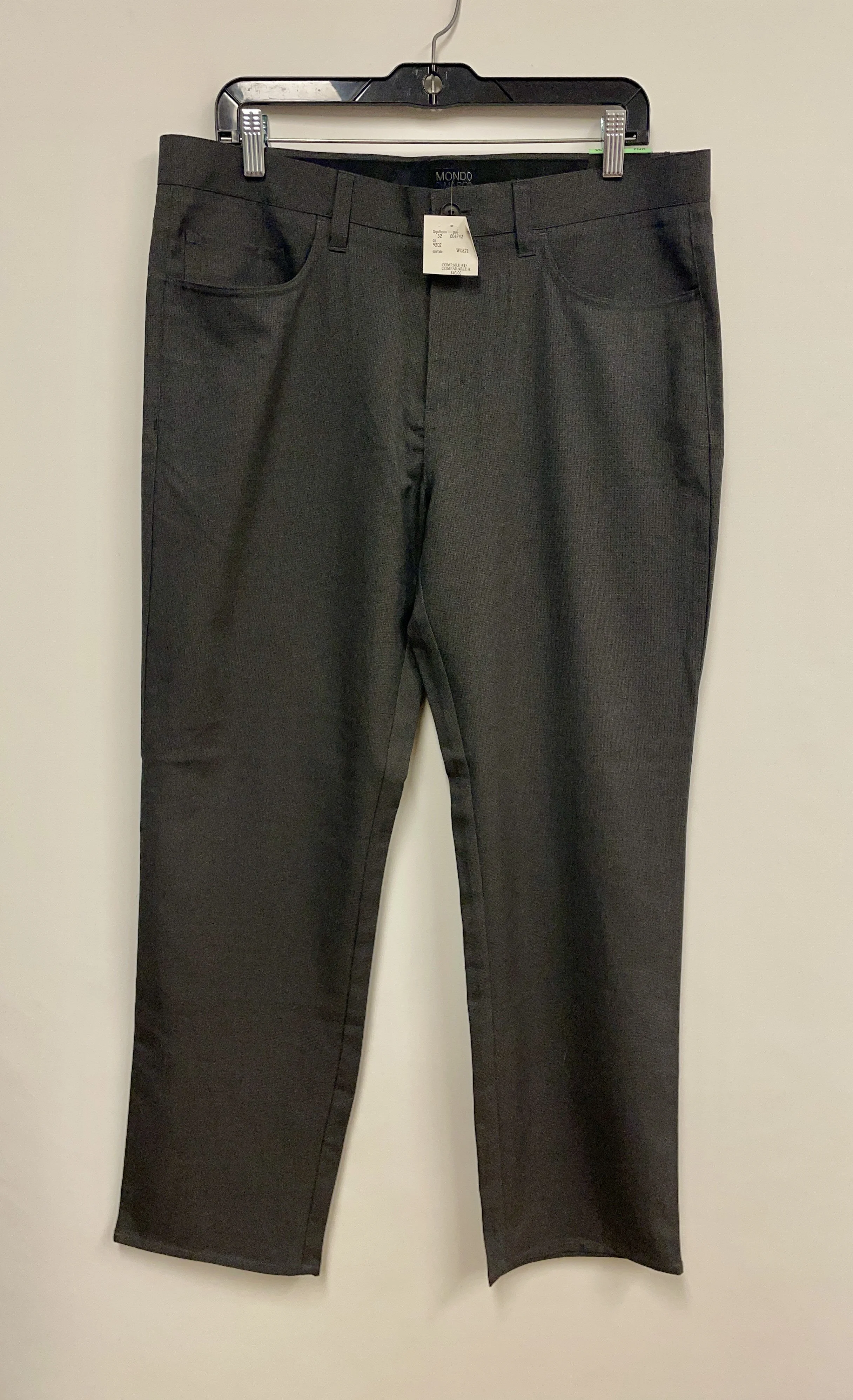 NEUF, pantalon gris/vert, MONDO DIMARCO, coupe ajustée, taille 34, long. 30.