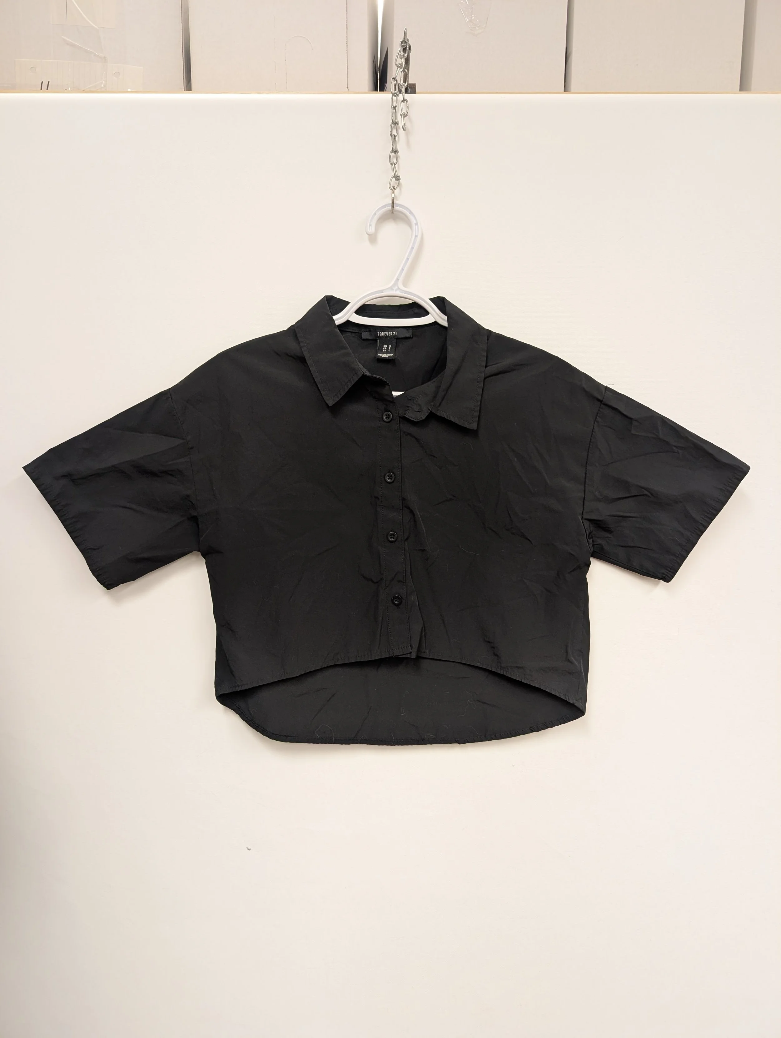 Chemise, noire, crop top, Forever21, S