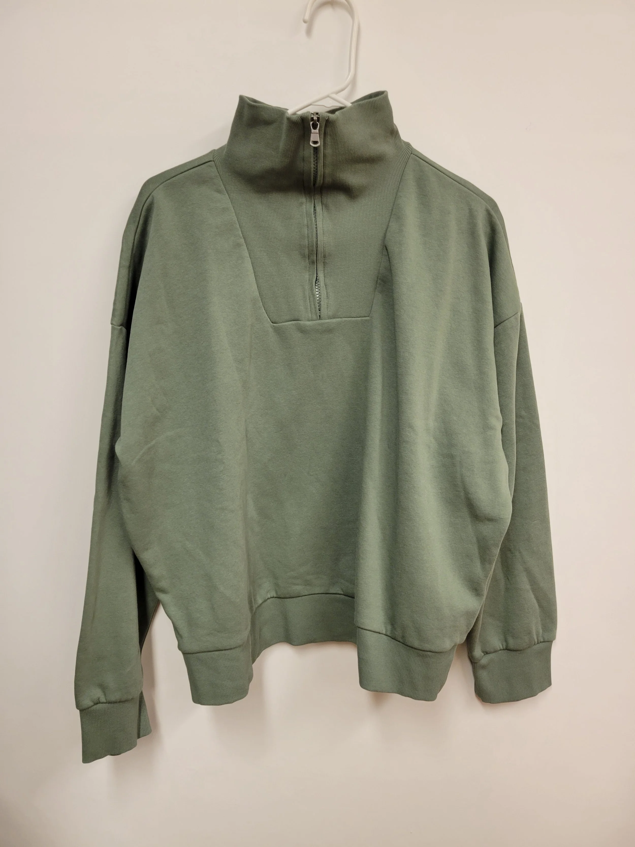 Coton ouaté demi-zip vert, Tag, XL
