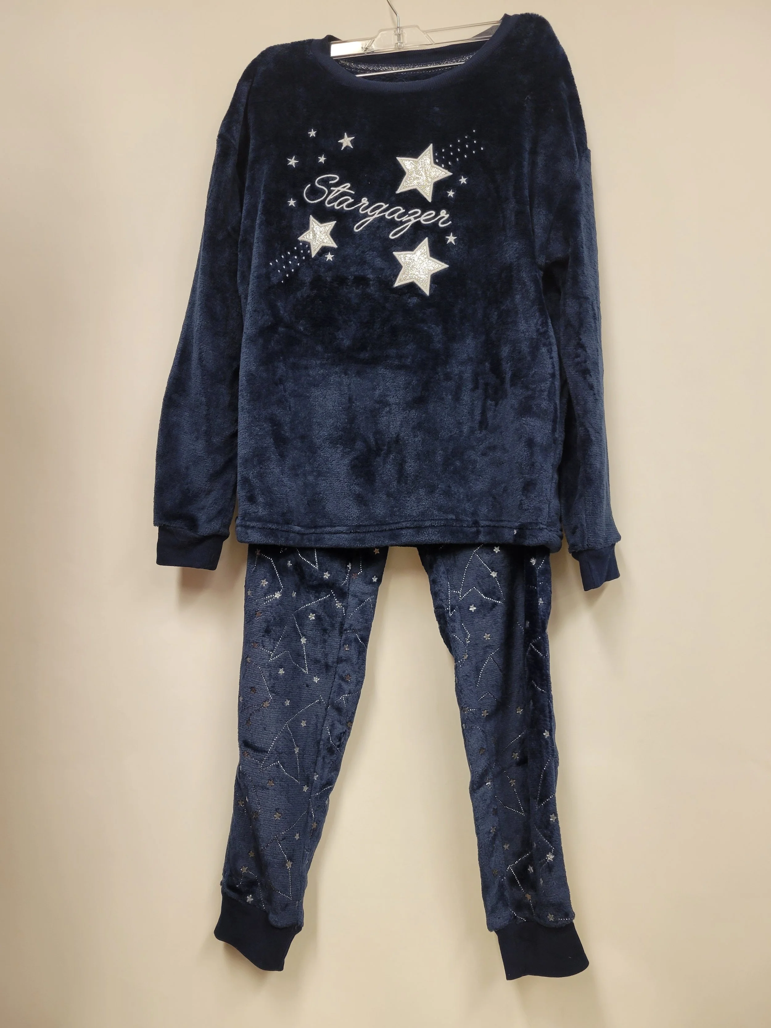Pyjama en peluche marine avec étoiles, George, M