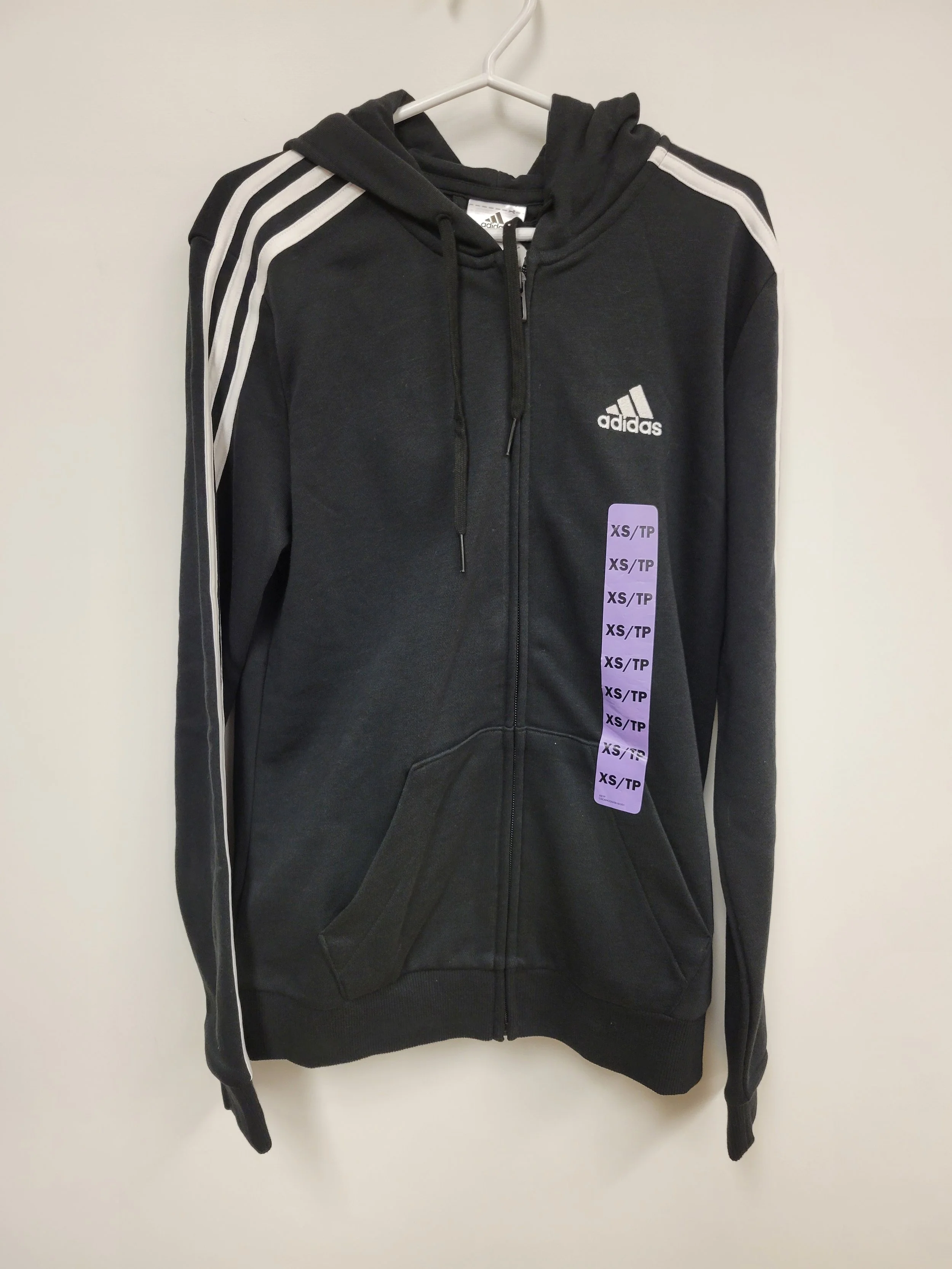 NEUF - chandail à capuche noir zippé, adidas , XS